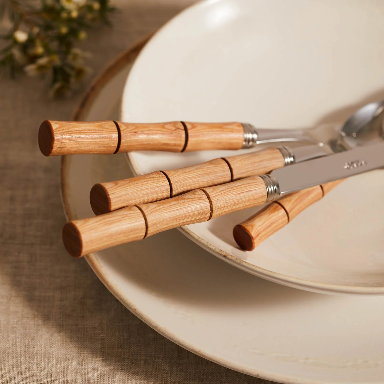 Bamboo, Light press wood - 5 pieces cutlery set - Image 3