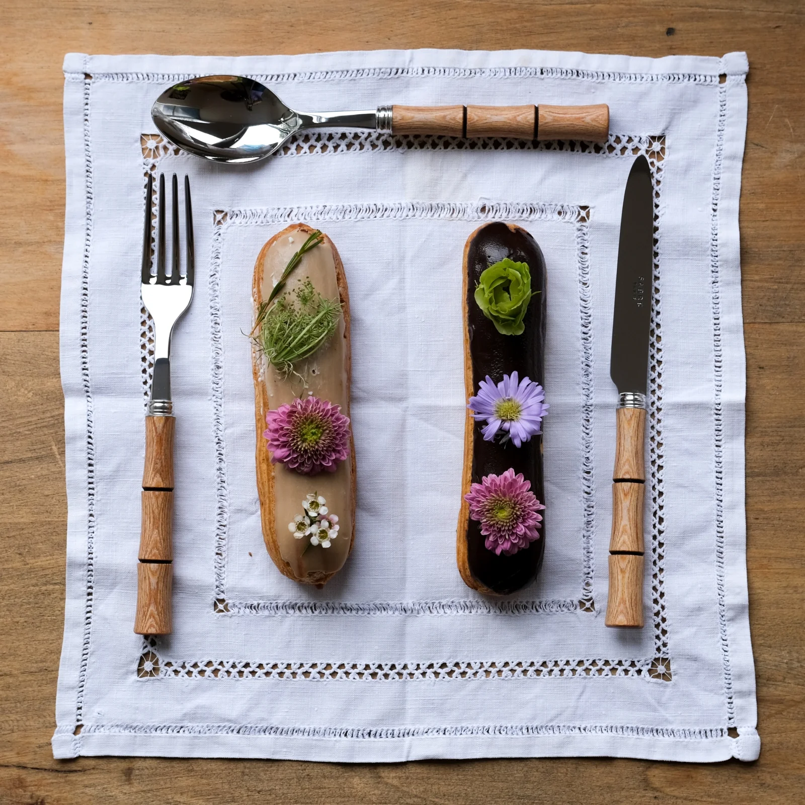 Bamboo, Light press wood - 24 pieces cutlery set - Image 4