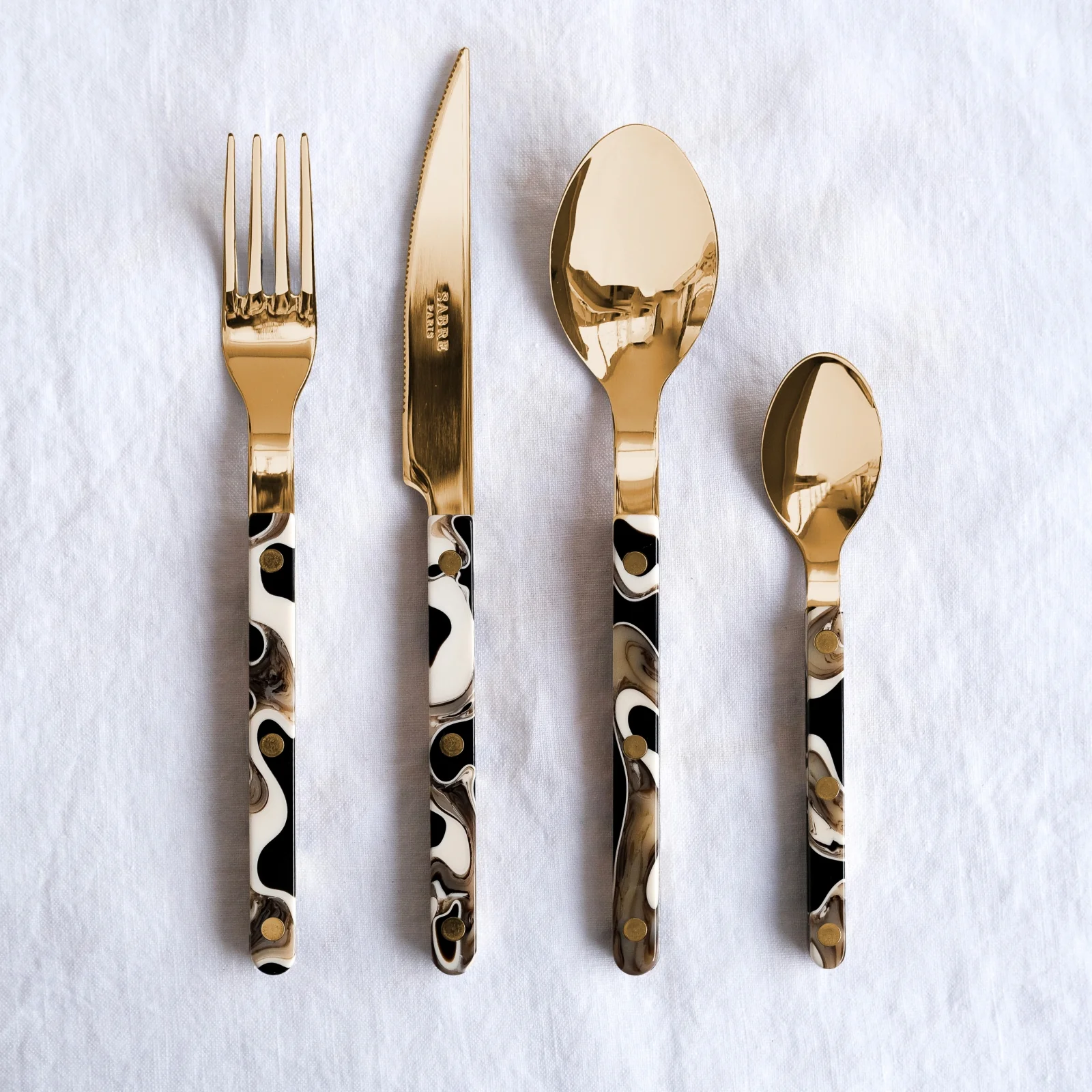 Bistrot Gold color Dune, Dune Black - 5 pieces cutlery set - Image 3