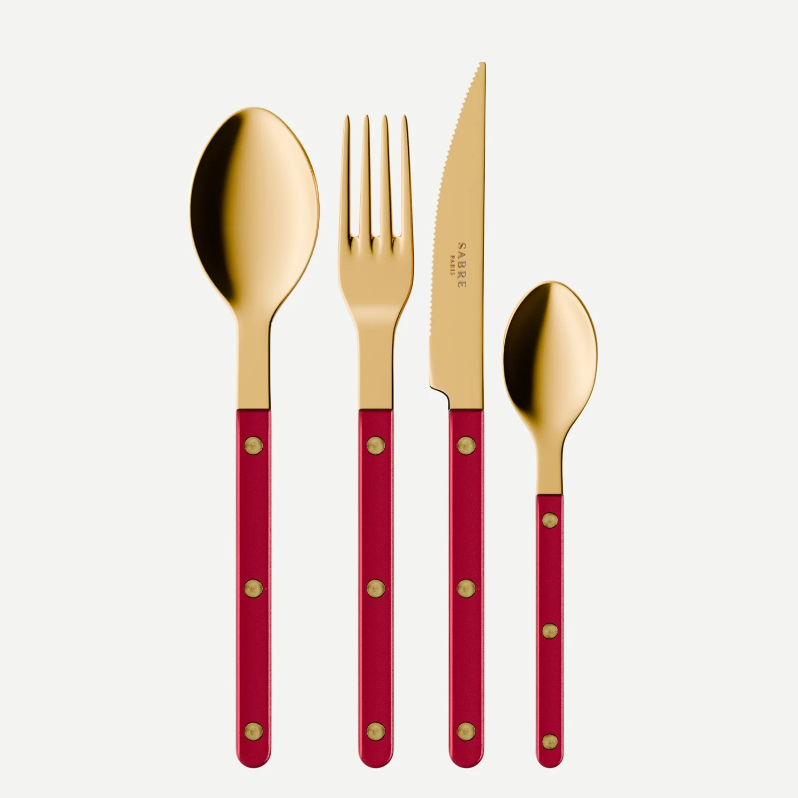 Bistrot Gold color Pearly, Red - 24 pieces cutlery set