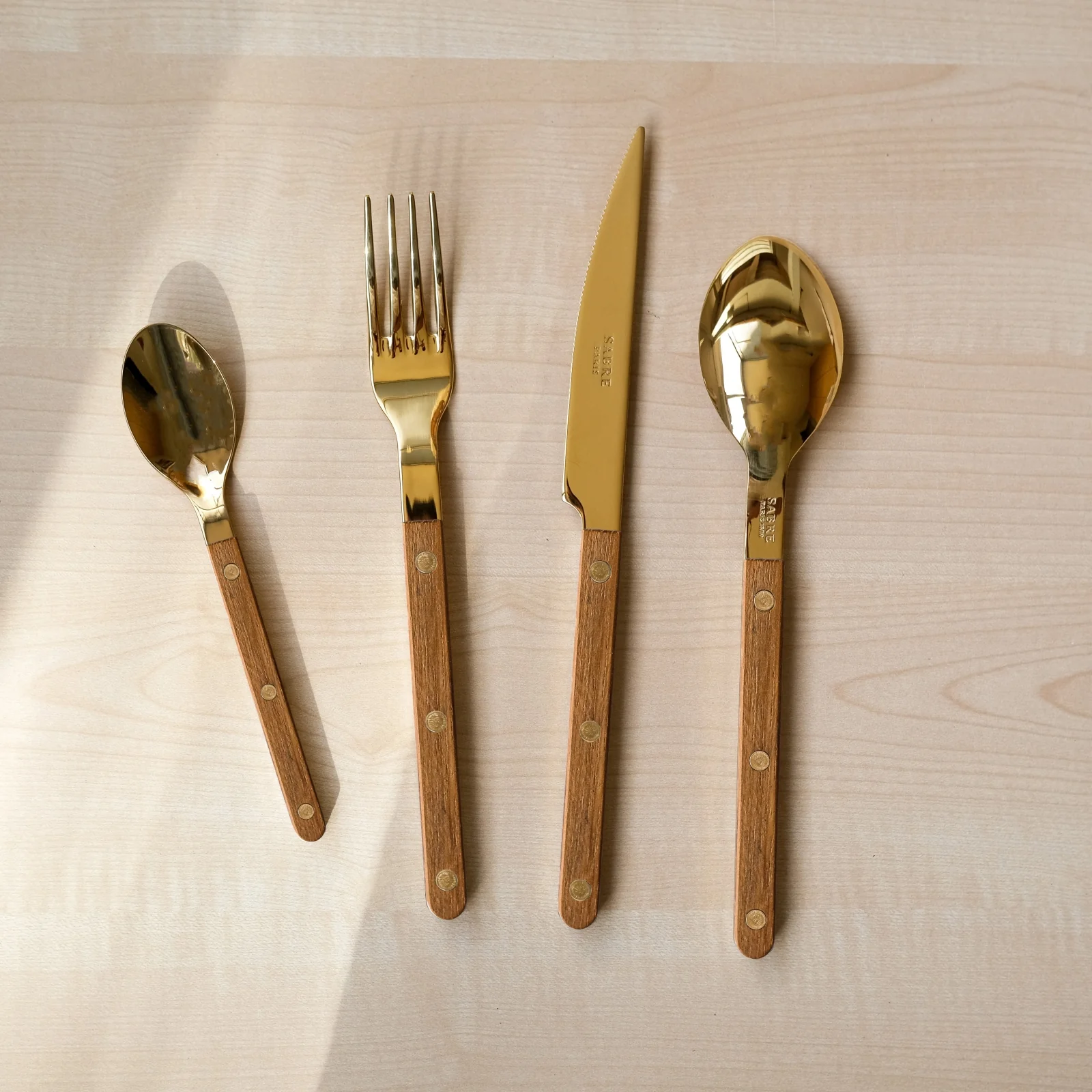 Bistrot Gold color Teak, Teak - 24 pieces cutlery set - Image 3