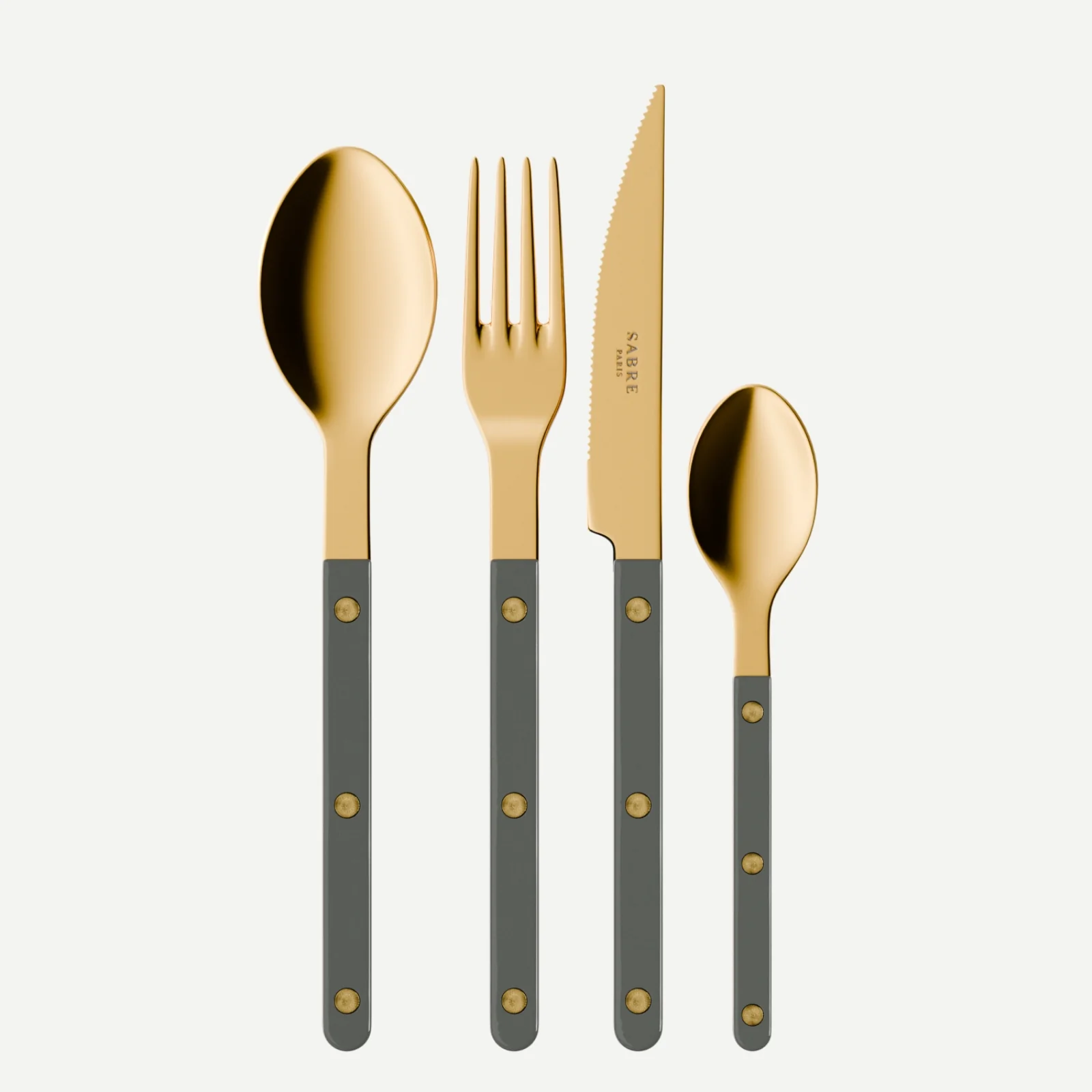 Bistrot Gold color Solid, Dark grey - 48 pieces cutlery set