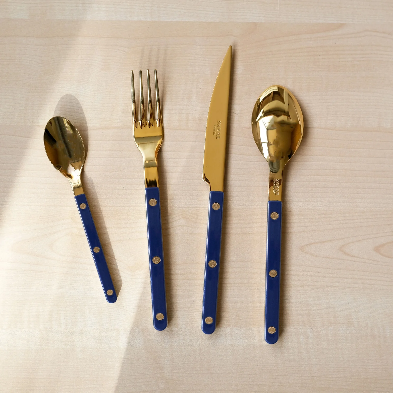 Bistrot Gold color Solid, Navy blue - 4 pieces cutlery set - Image 2