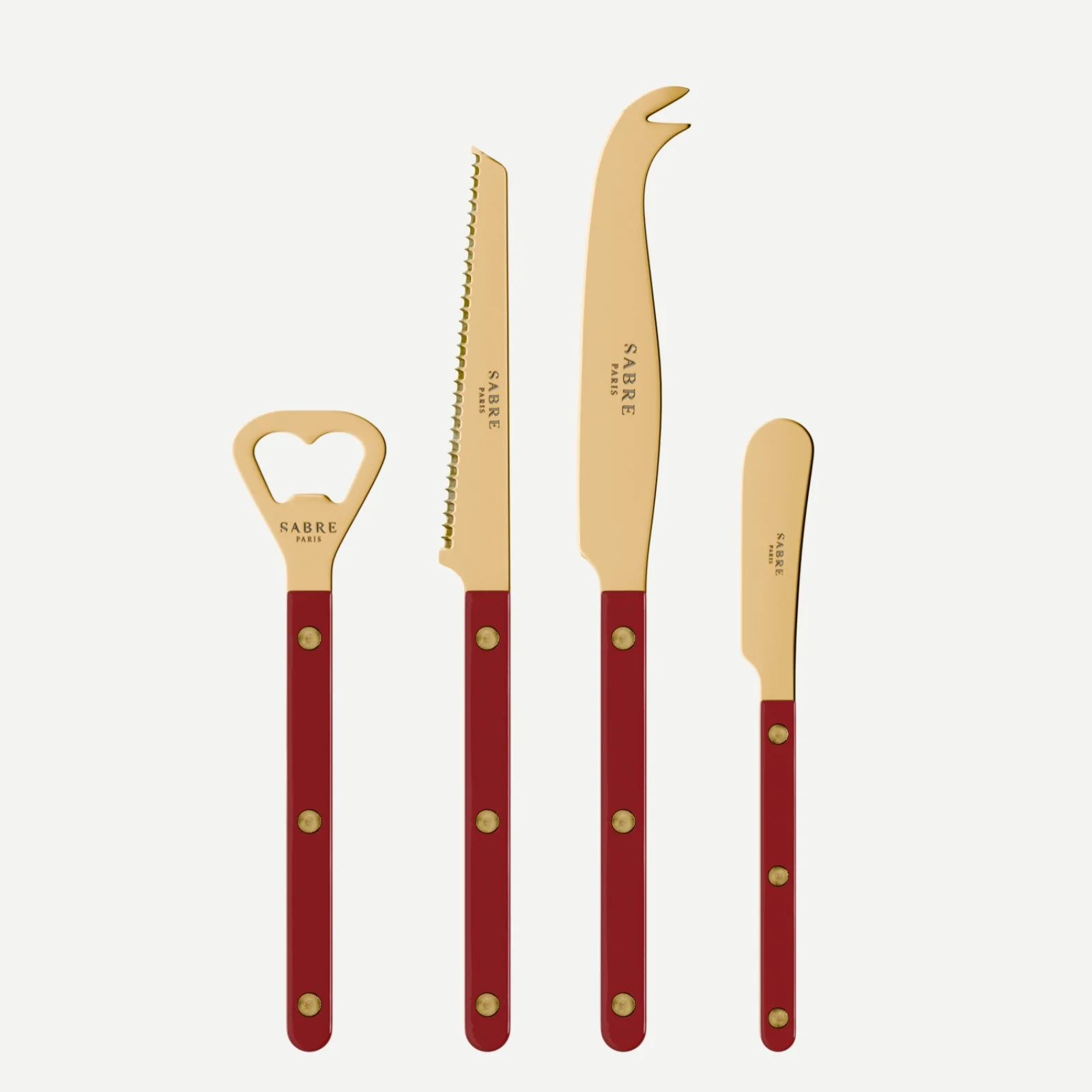Bistrot Gold color Solid, Burgundy - Bistrot aperitif set