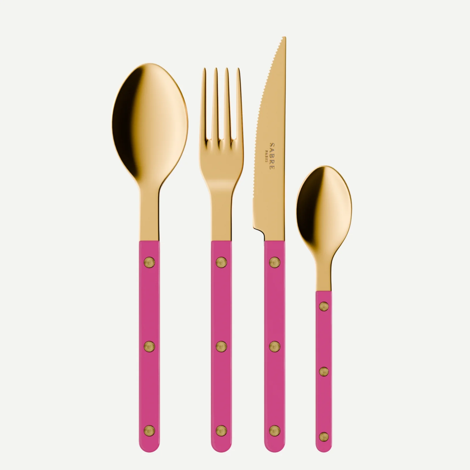 Bistrot Gold color Solid, Raspberry - 48 pieces cutlery set
