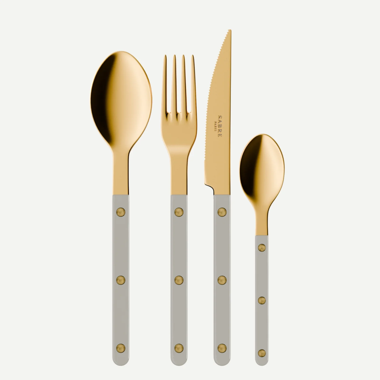 Bistrot Gold color Solid, Grey - 48 pieces cutlery set