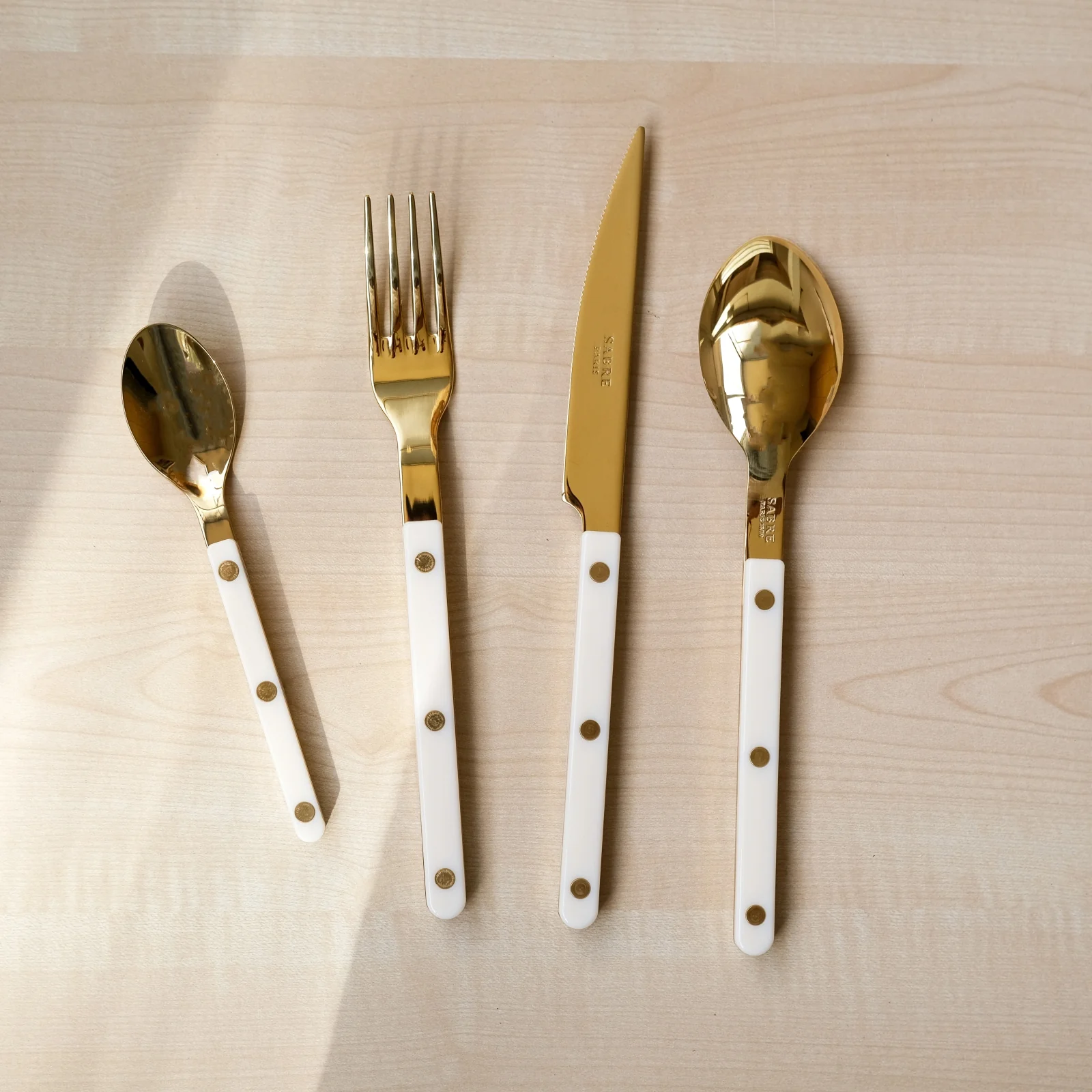 Bistrot Gold color Solid, Ivory - 4 pieces cutlery set - Image 2
