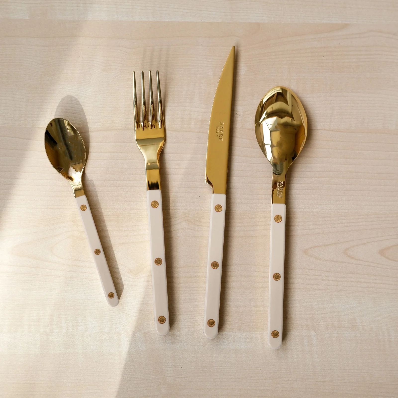 Bistrot Gold color Solid, Light kaki - 48 pieces cutlery set - Image 2