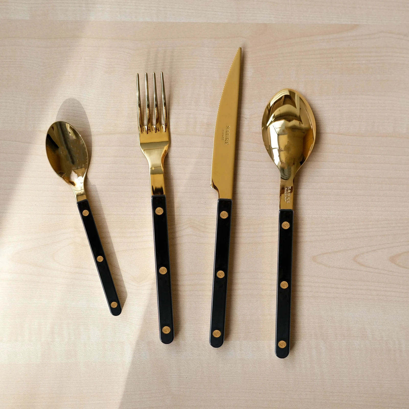 Bistrot Gold color Solid, Black - Dinner knife - Image 2