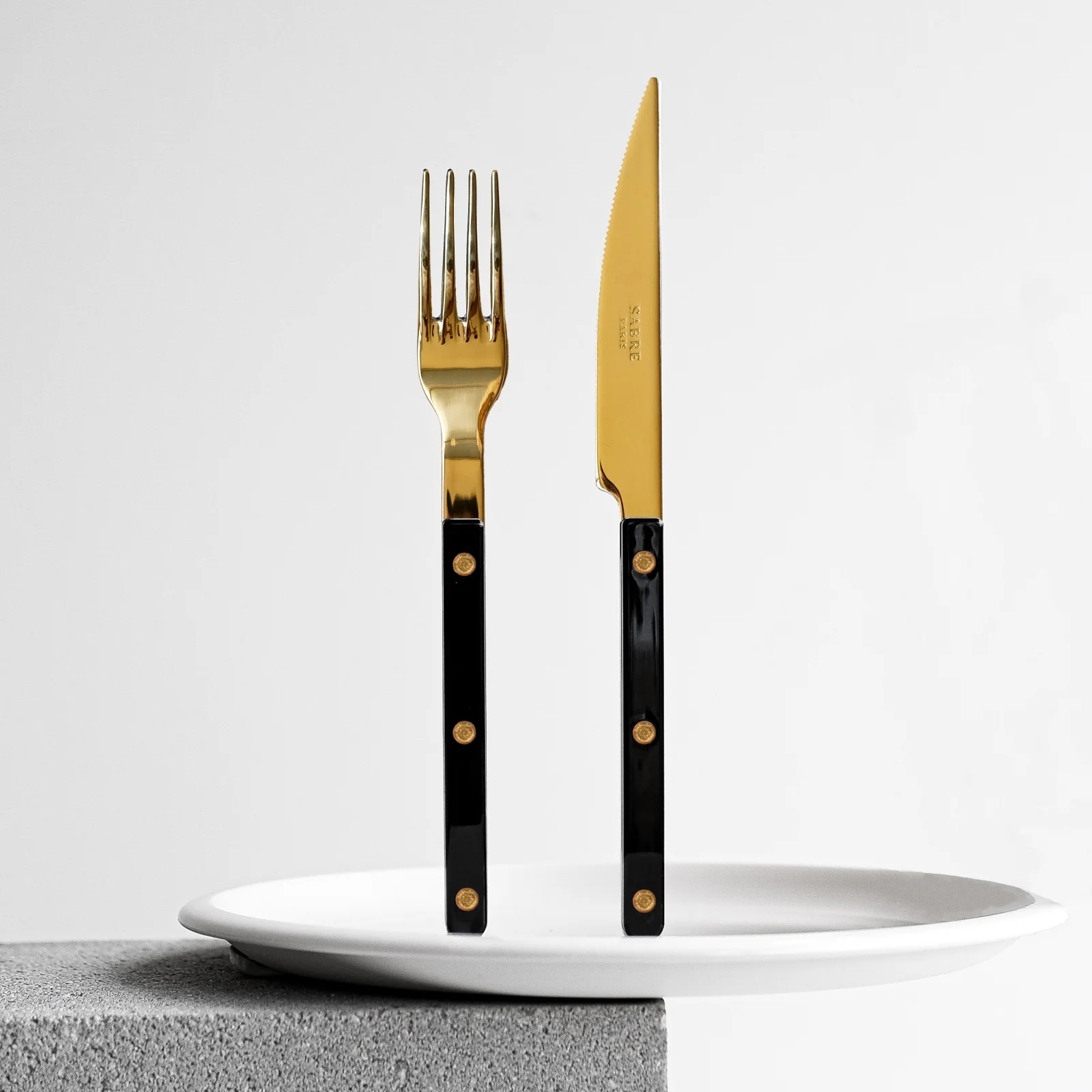 Bistrot Gold color Solid, Black - 4 pieces cutlery set - Image 4