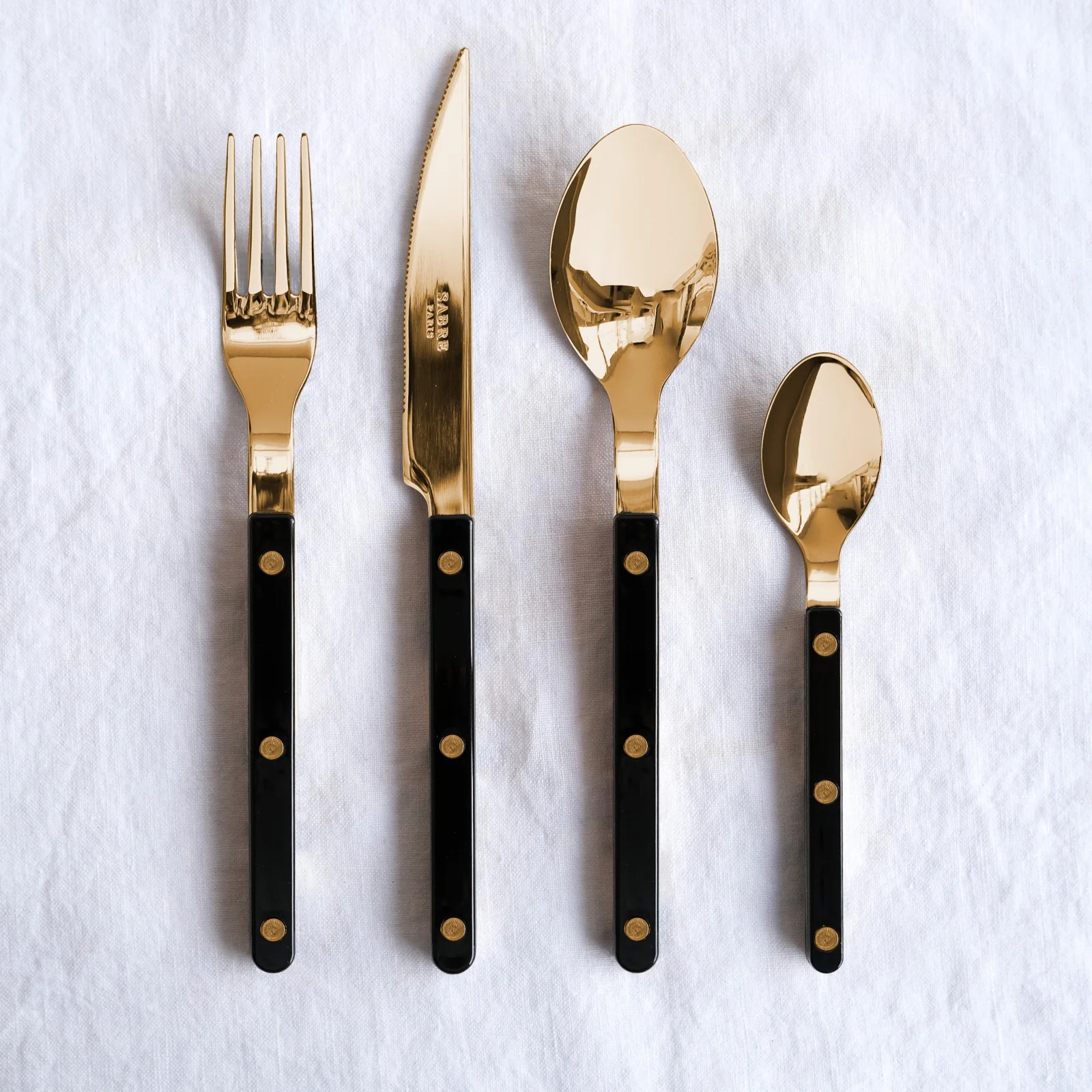 Bistrot Gold color Solid, Black - 5 pieces cutlery set - Image 3