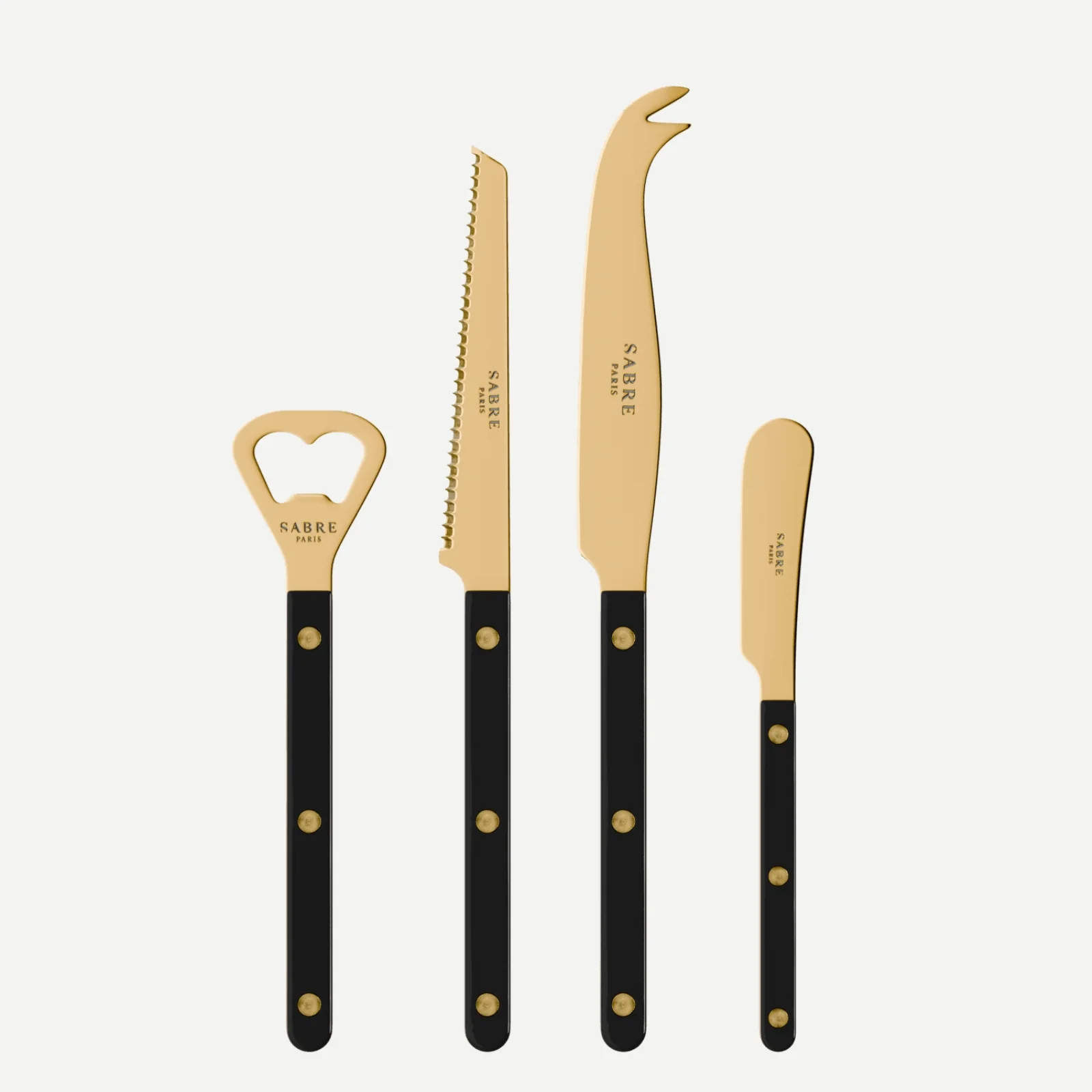 Bistrot Gold color Solid, Black - Bistrot aperitif set