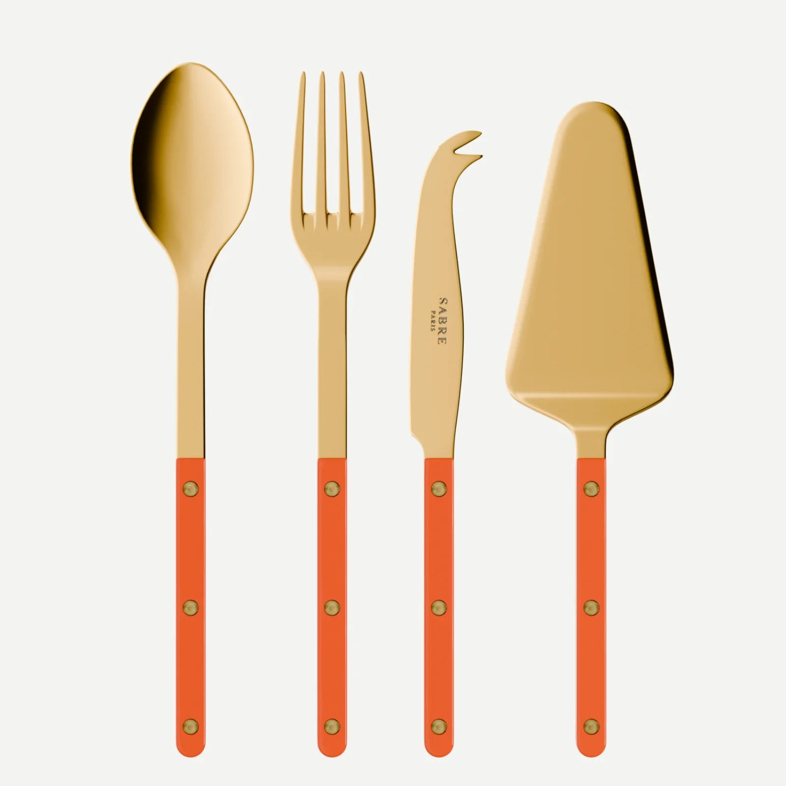 Bistrot Gold color Solid, Orange - Set of 4 Bistrot must-have serving pieces