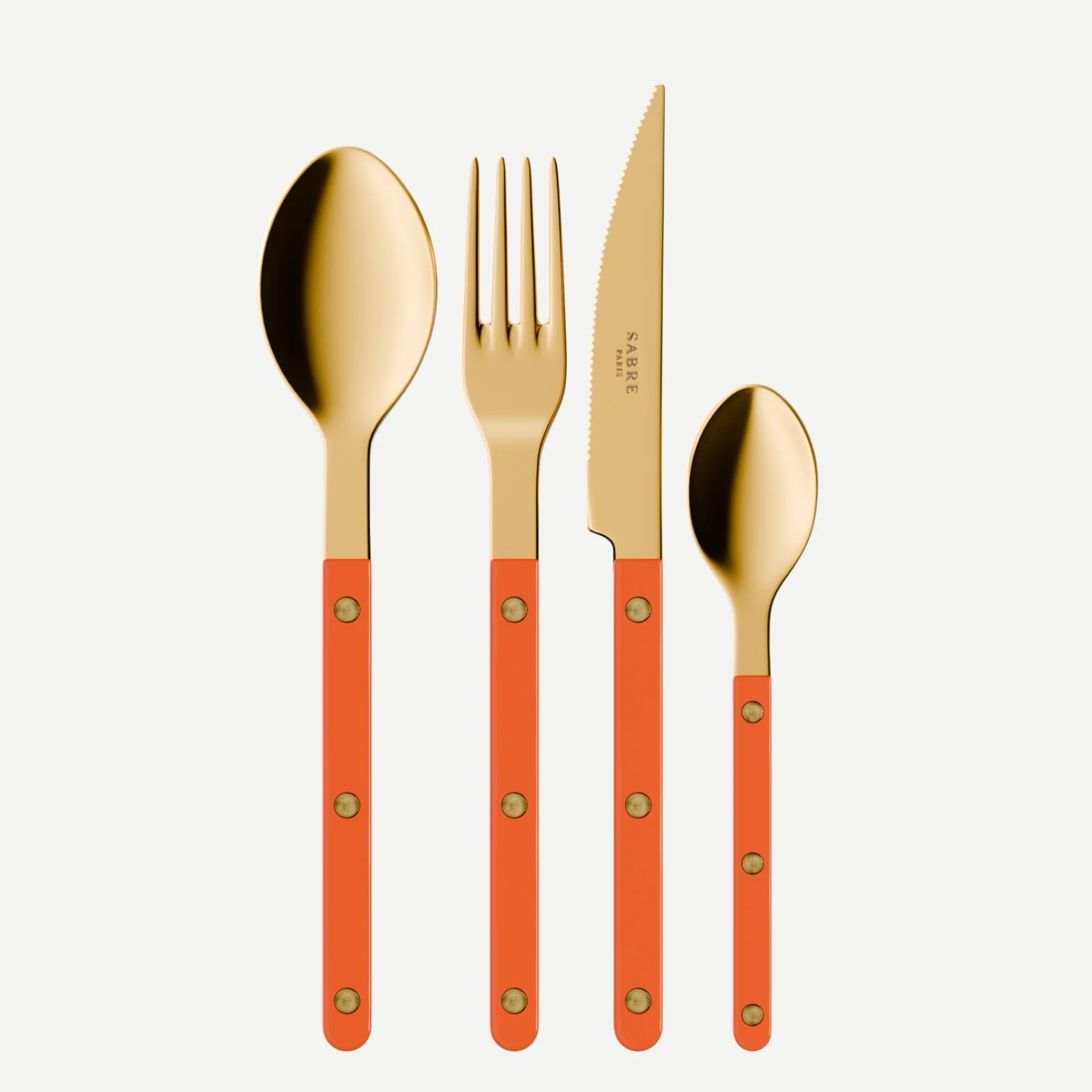 Bistrot Gold color Solid, Orange - 48 pieces cutlery set