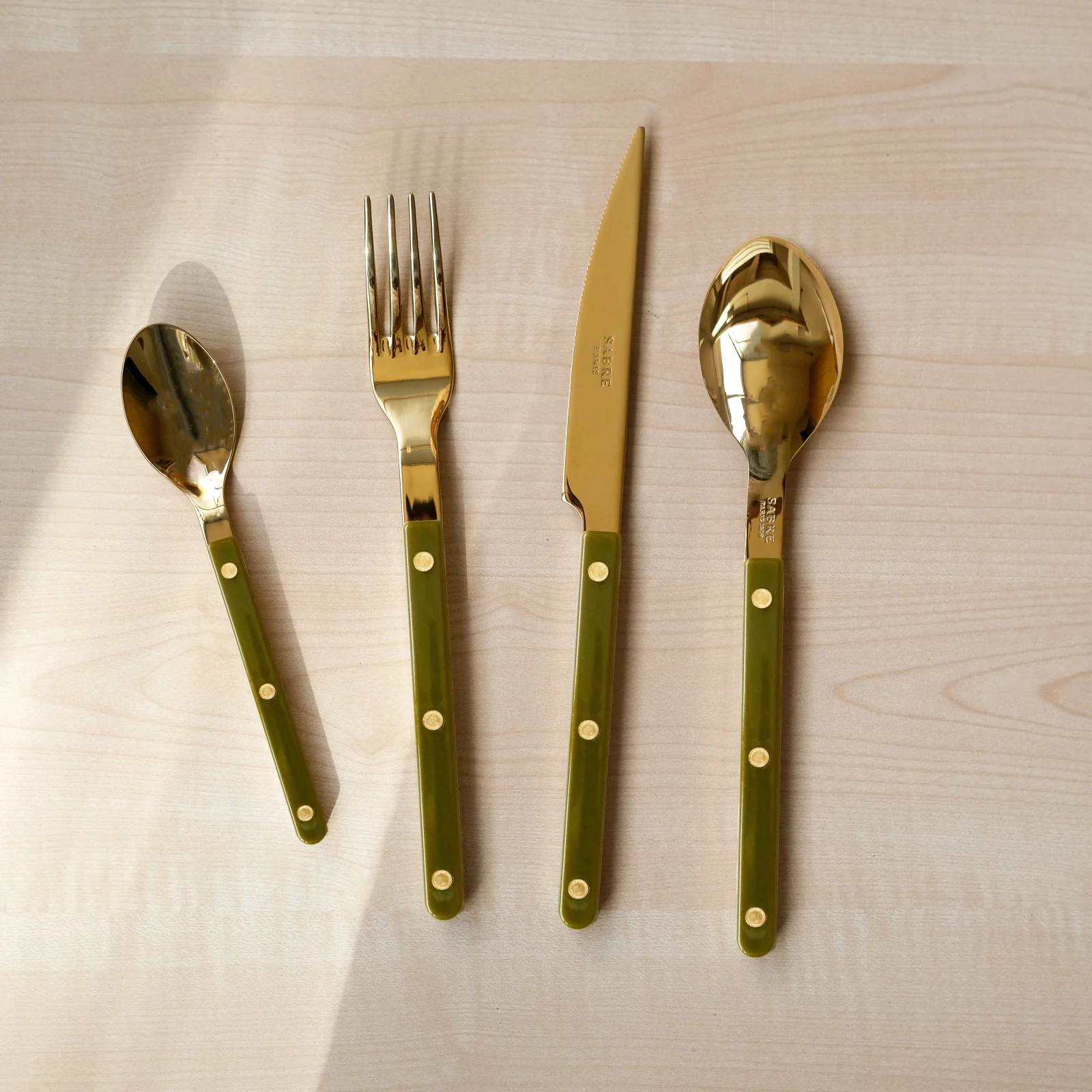 Bistrot Gold color Solid, Green fern - Dinner knife - Image 2