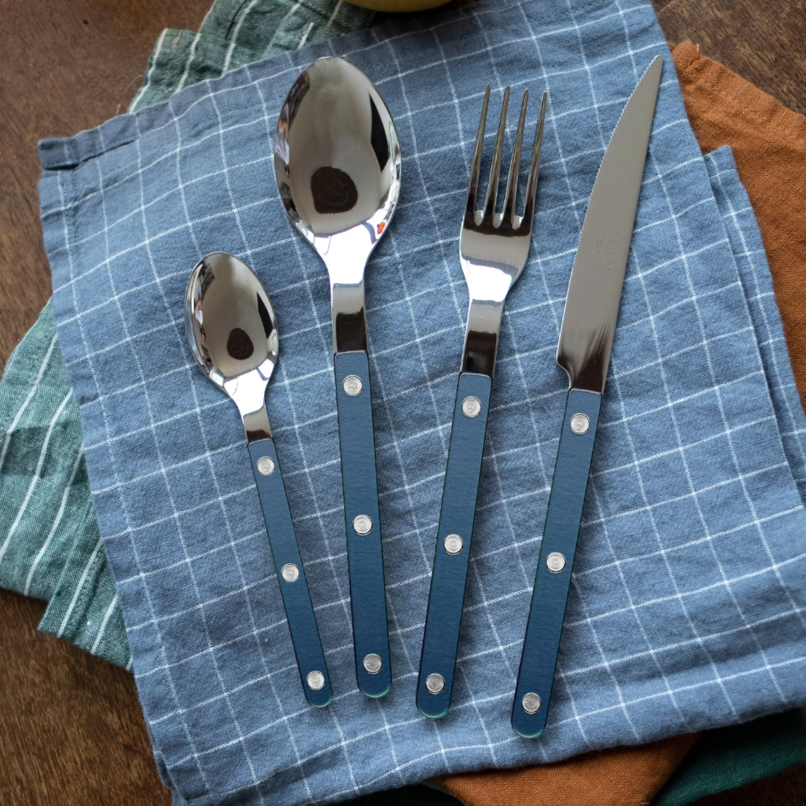 Bistrot Pearly, Steel blue - Box of 4 pieces cutlery set - Image 2