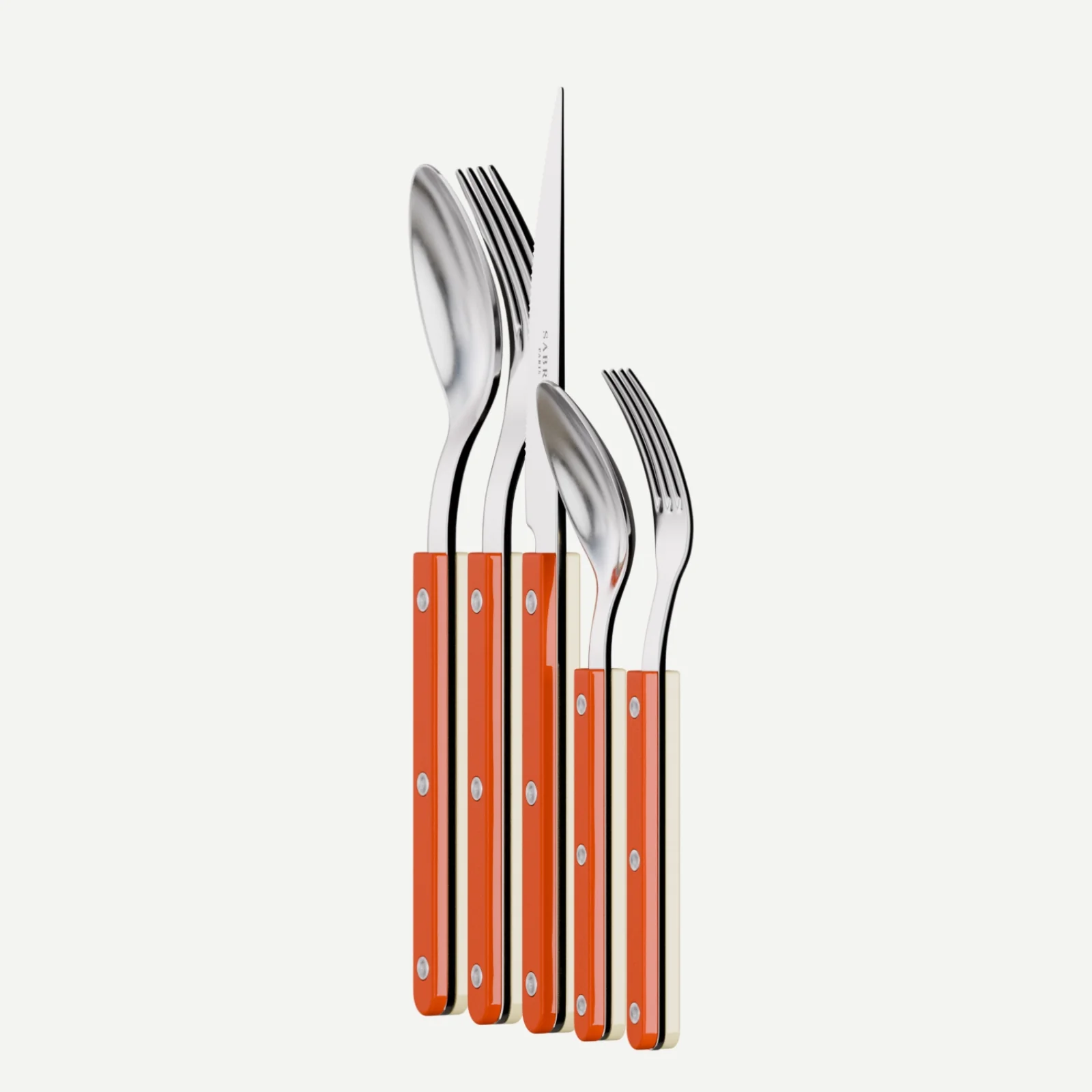 Bistrot Sabre Paris x Motel A Miio, Orange / Ivory - 5 pieces cutlery set - Image 3
