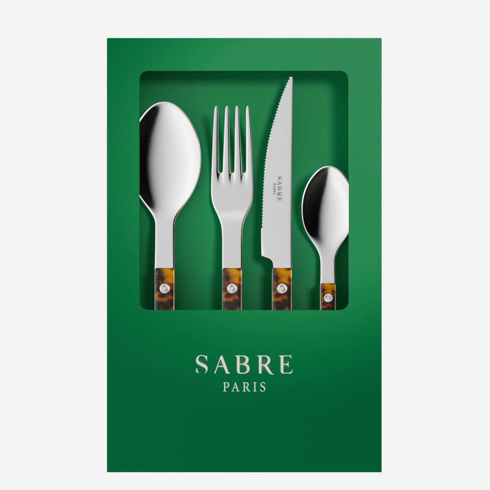 Bistrot Tortoise, Faux Tortoise - Box of 4 pieces cutlery set