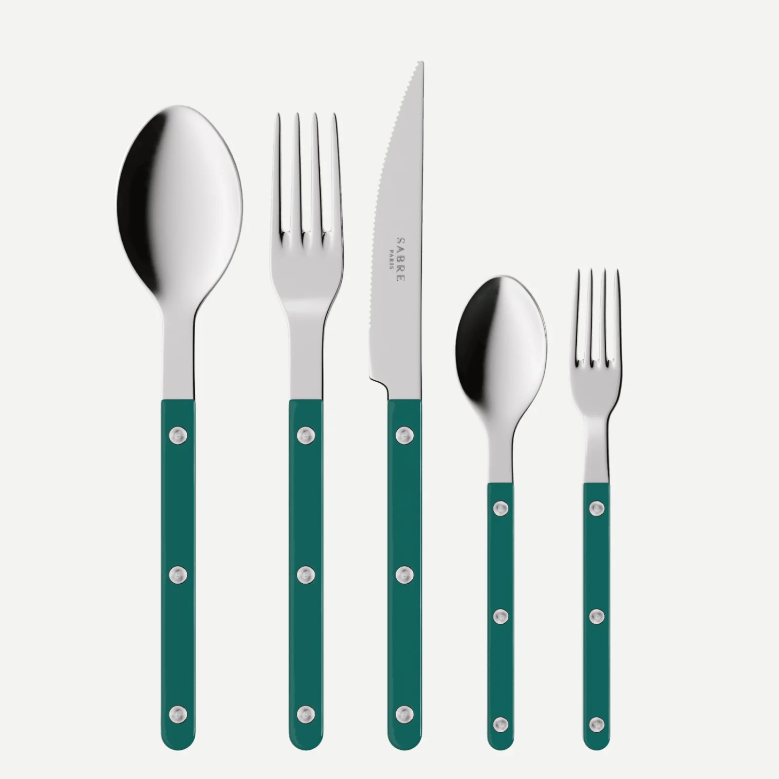 Bistrot Solid, Aquamarine - 5 pieces cutlery set