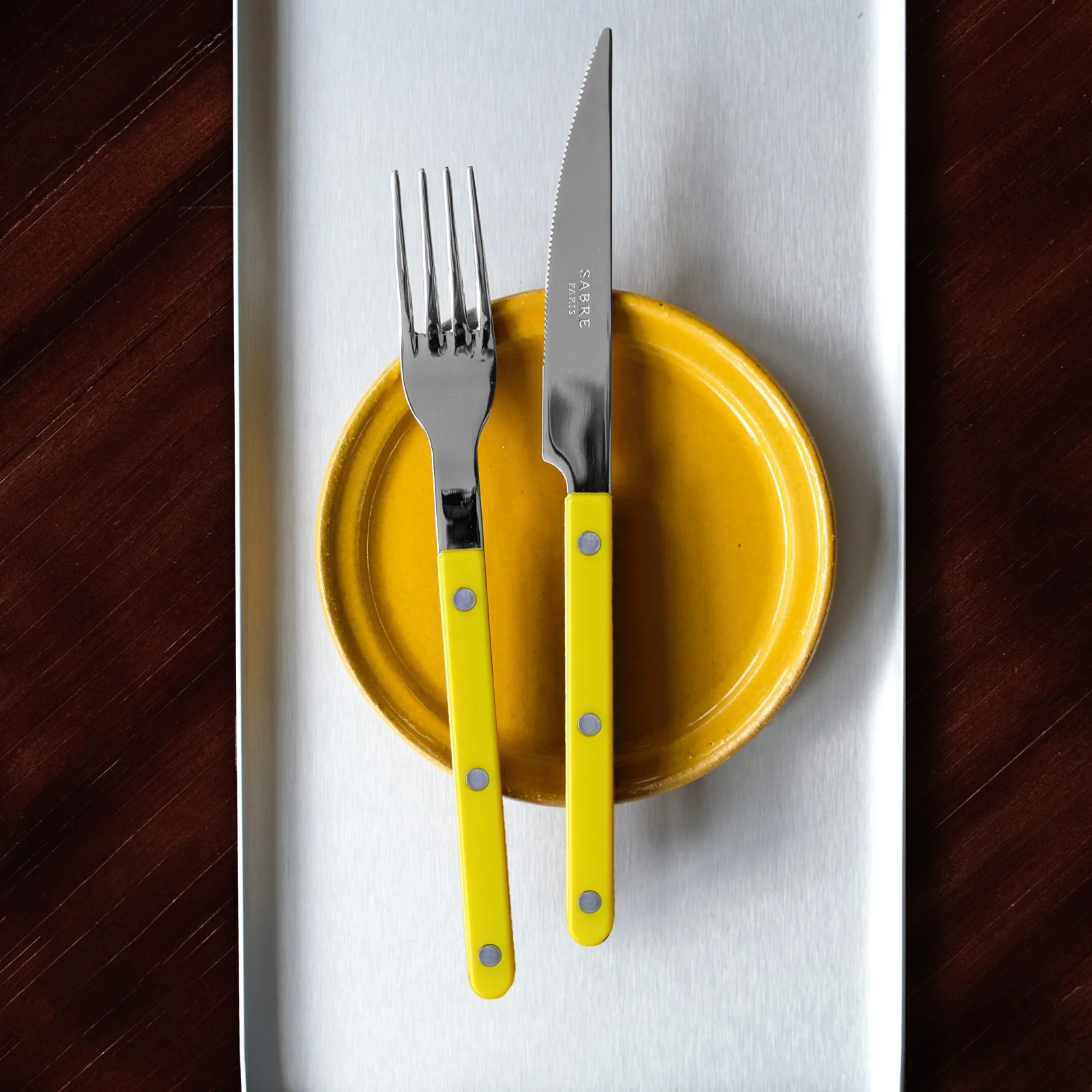 Bistrot Solid, Yellow - 4 pieces cutlery set - Image 3