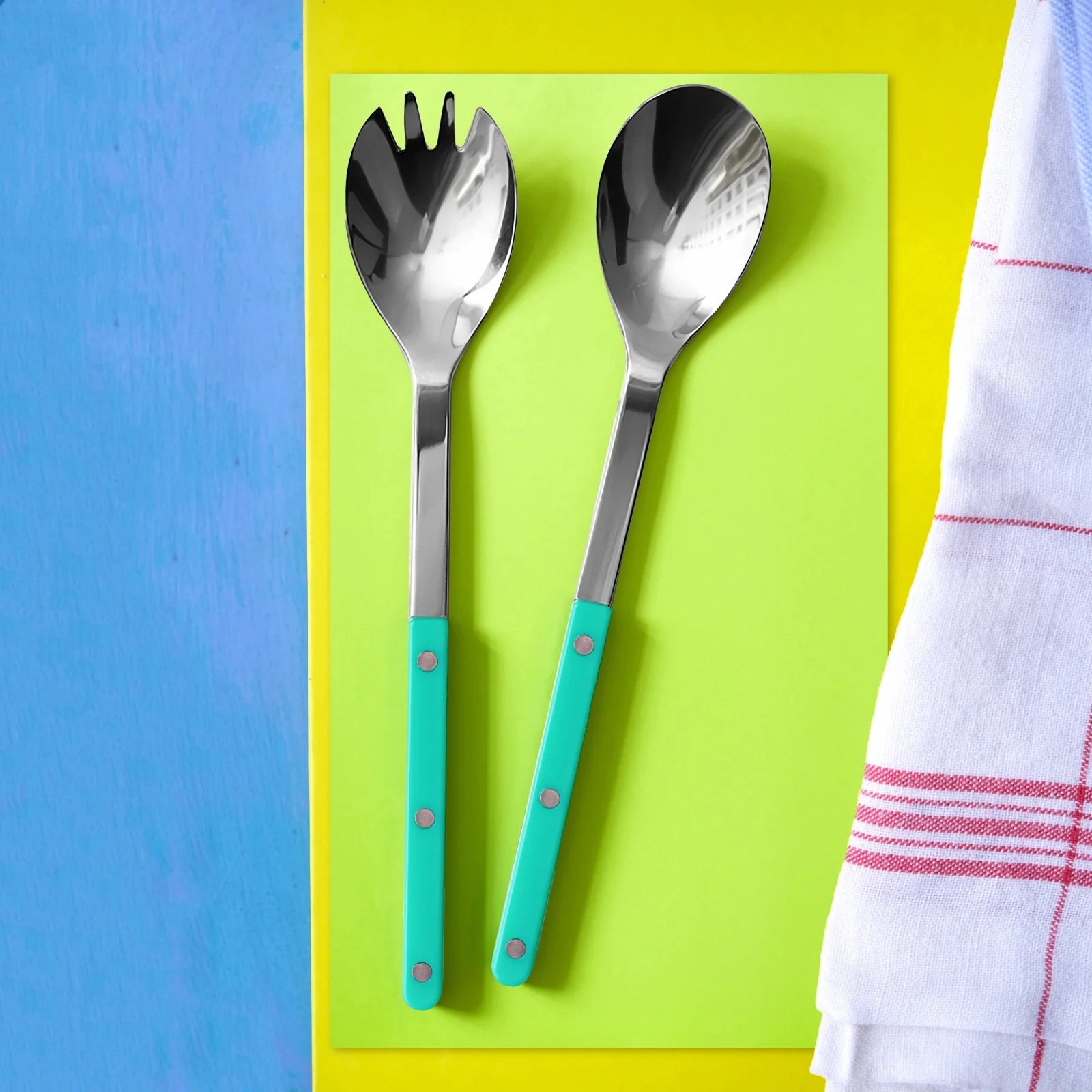 Bistrot Solid, Turquoise - Salad cutlery set - Image 2
