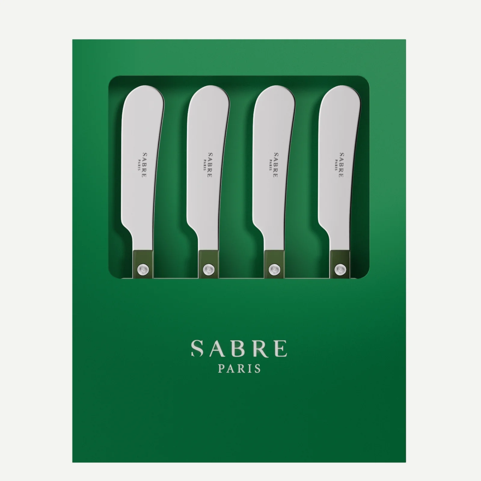 Bistrot Solid, Green - Box of 4 butter spreaders