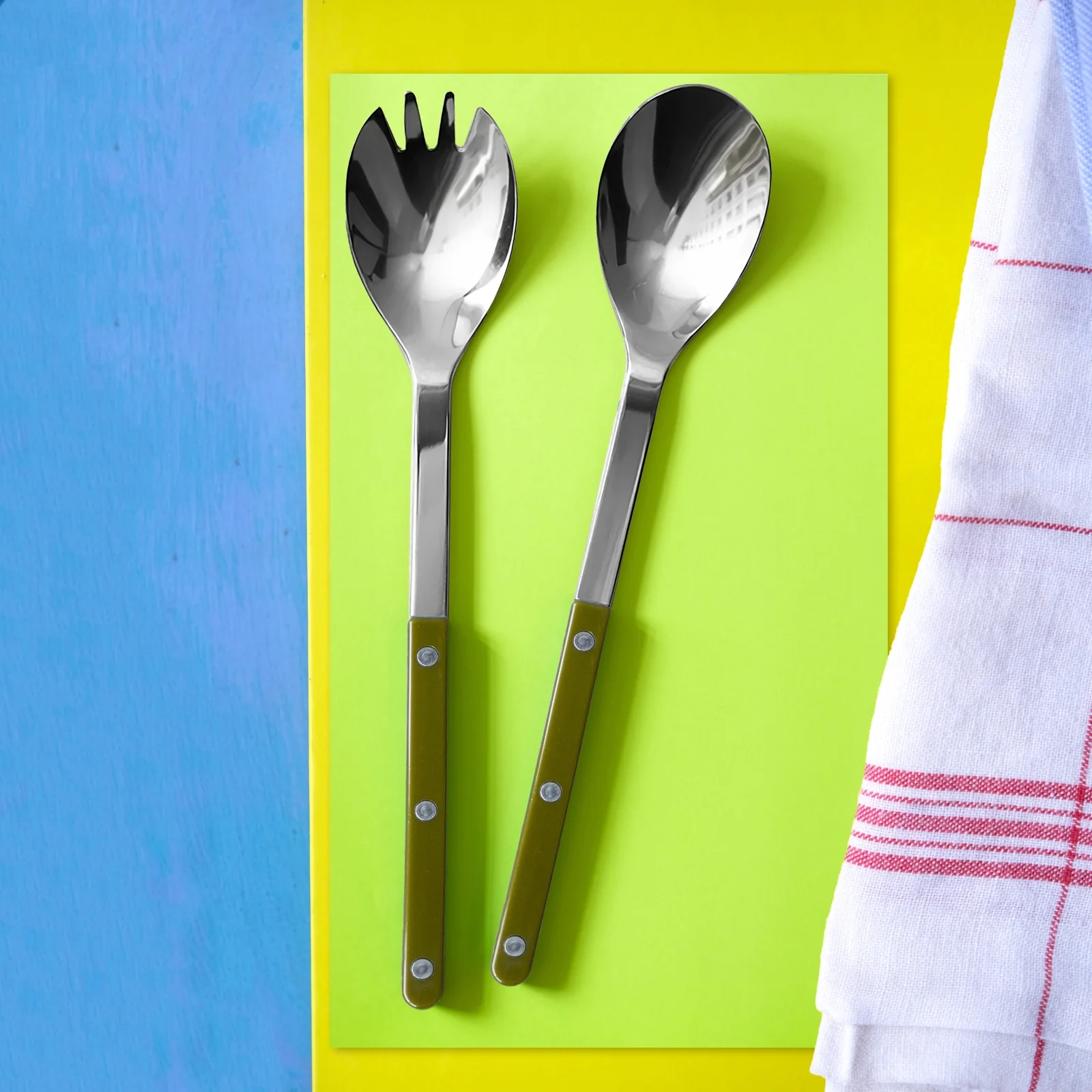 Bistrot Solid, Green fern - Salad cutlery set - Image 2
