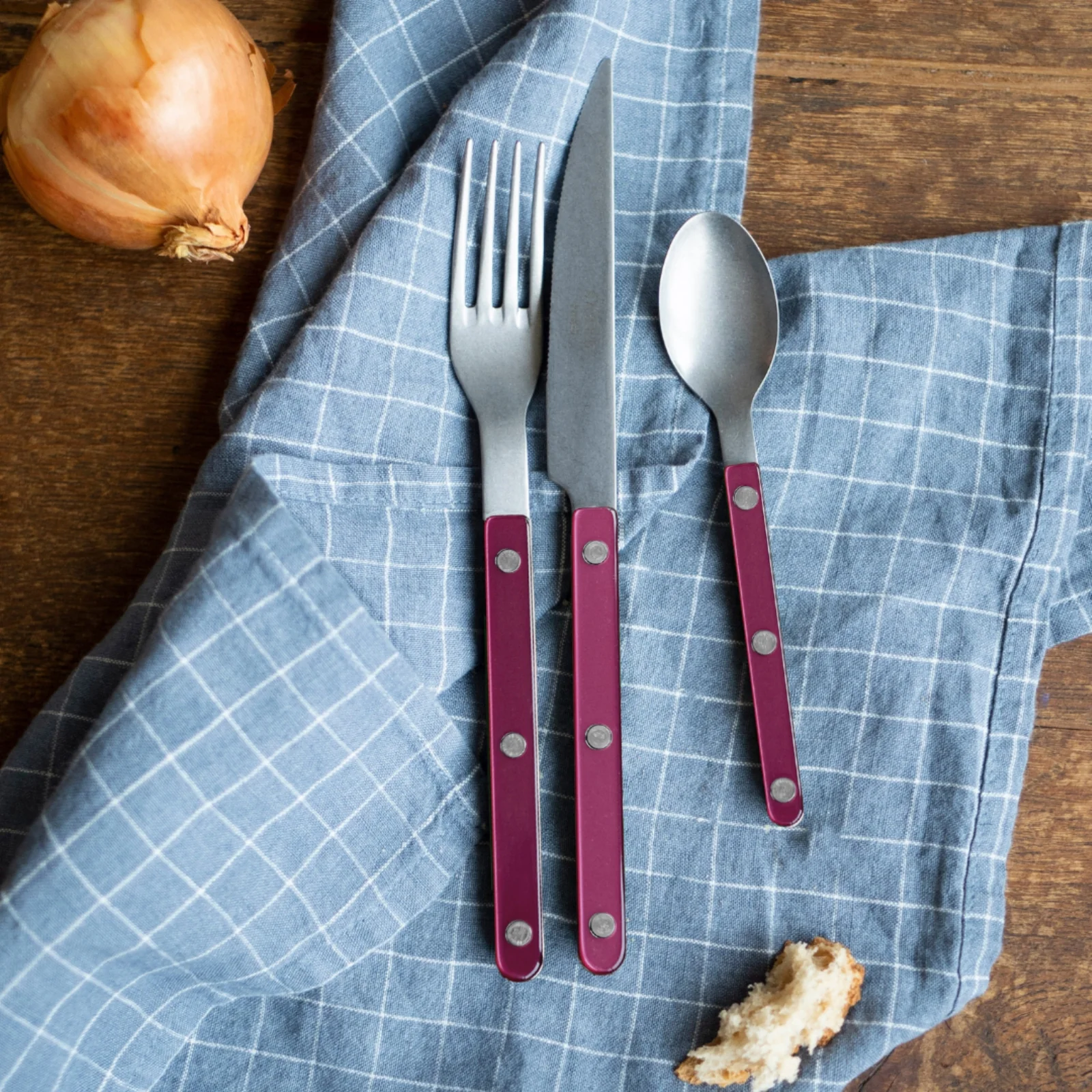 Bistrot Vintage Pearly, Aubergine - 4 pieces cutlery set - Image 2