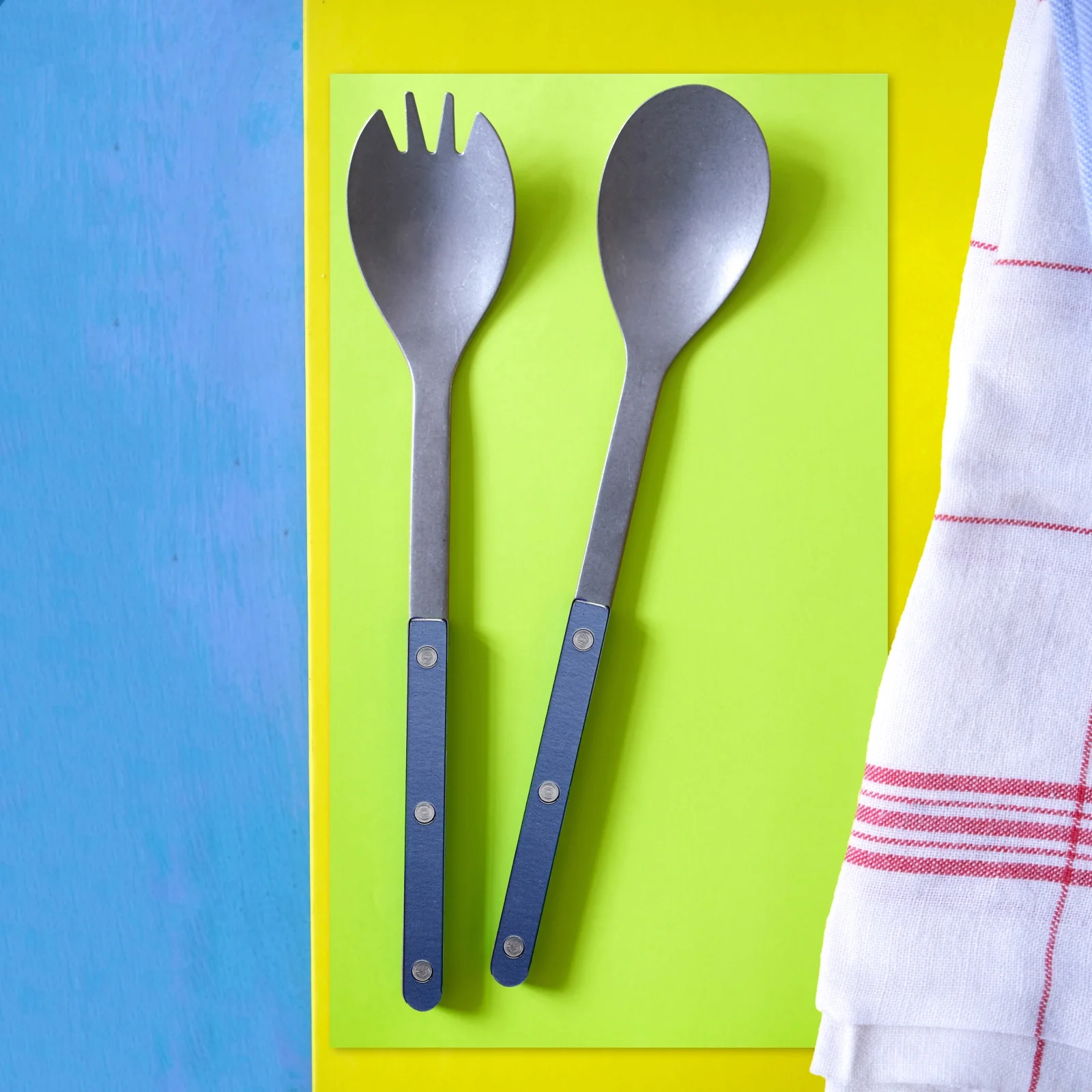 Bistrot Vintage Pearly, Steel blue - Salad cutlery set - Image 2