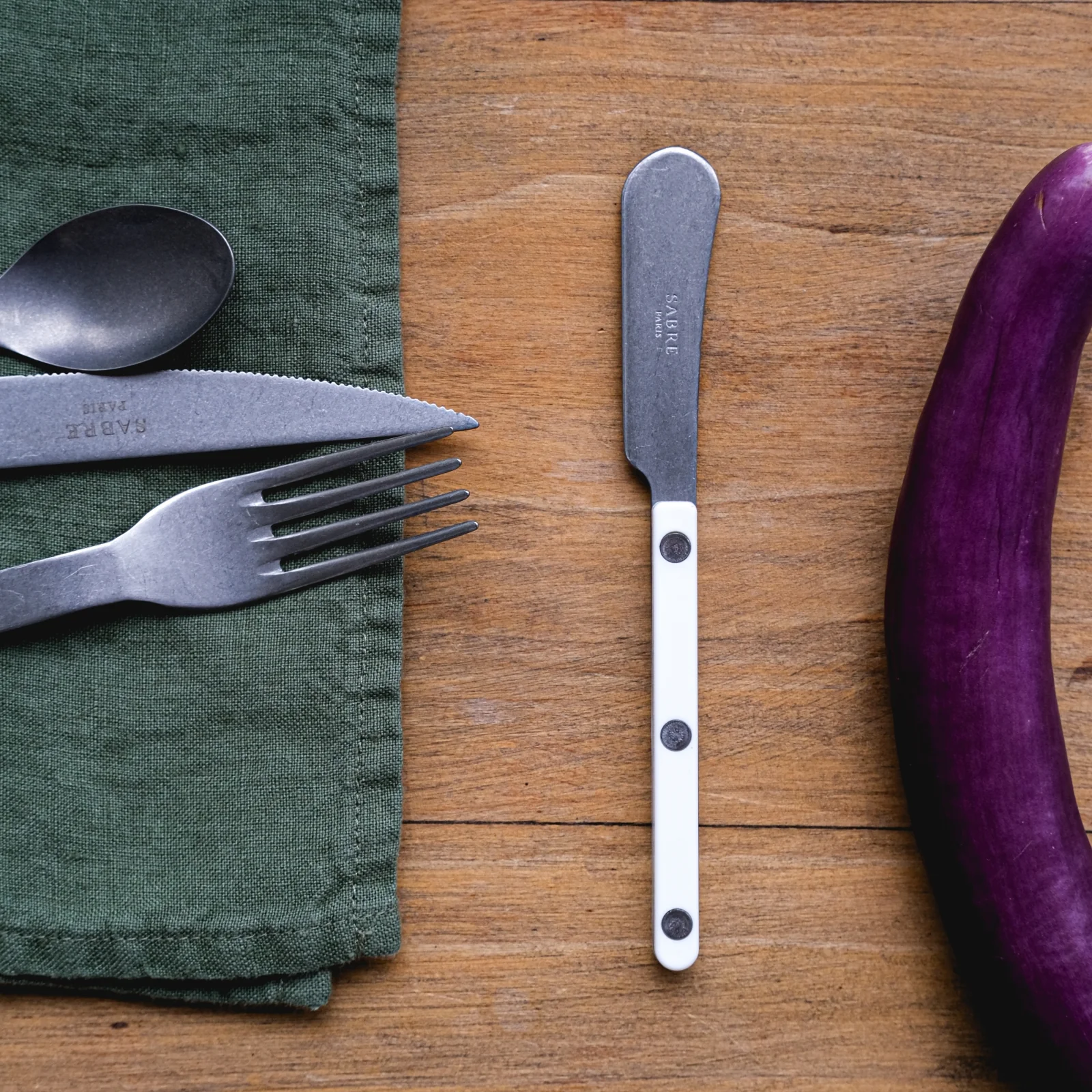 Bistrot Vintage Solid, White - Box of 4 butter spreaders - Image 2