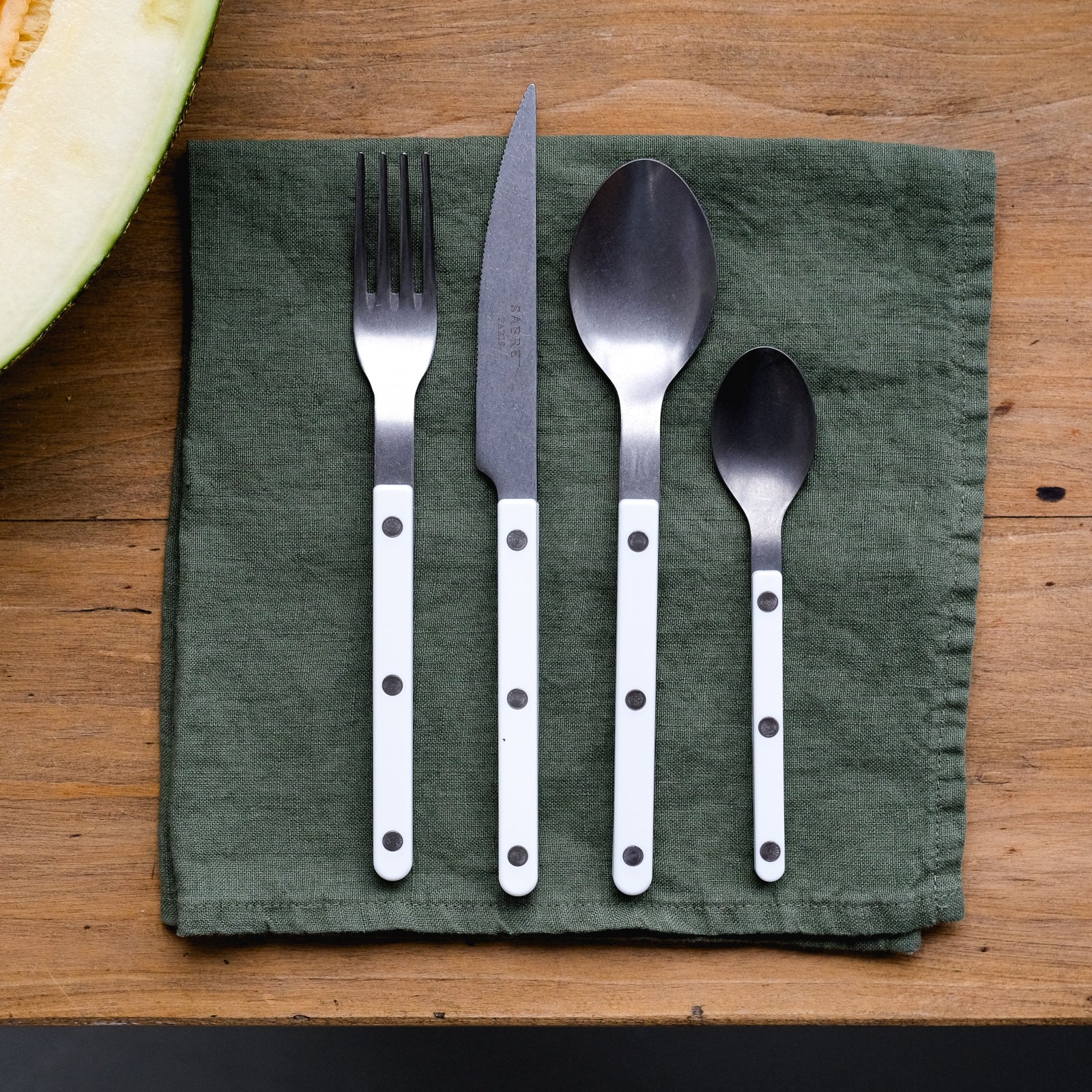 Bistrot Vintage Solid, White - 4 pieces cutlery set - Image 2