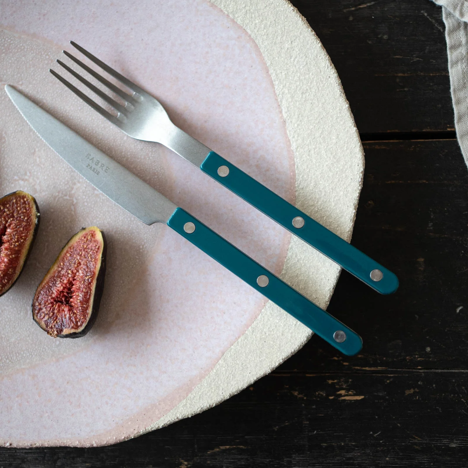 Bistrot Vintage Solid, Aquamarine - 4 pieces cutlery set - Image 2