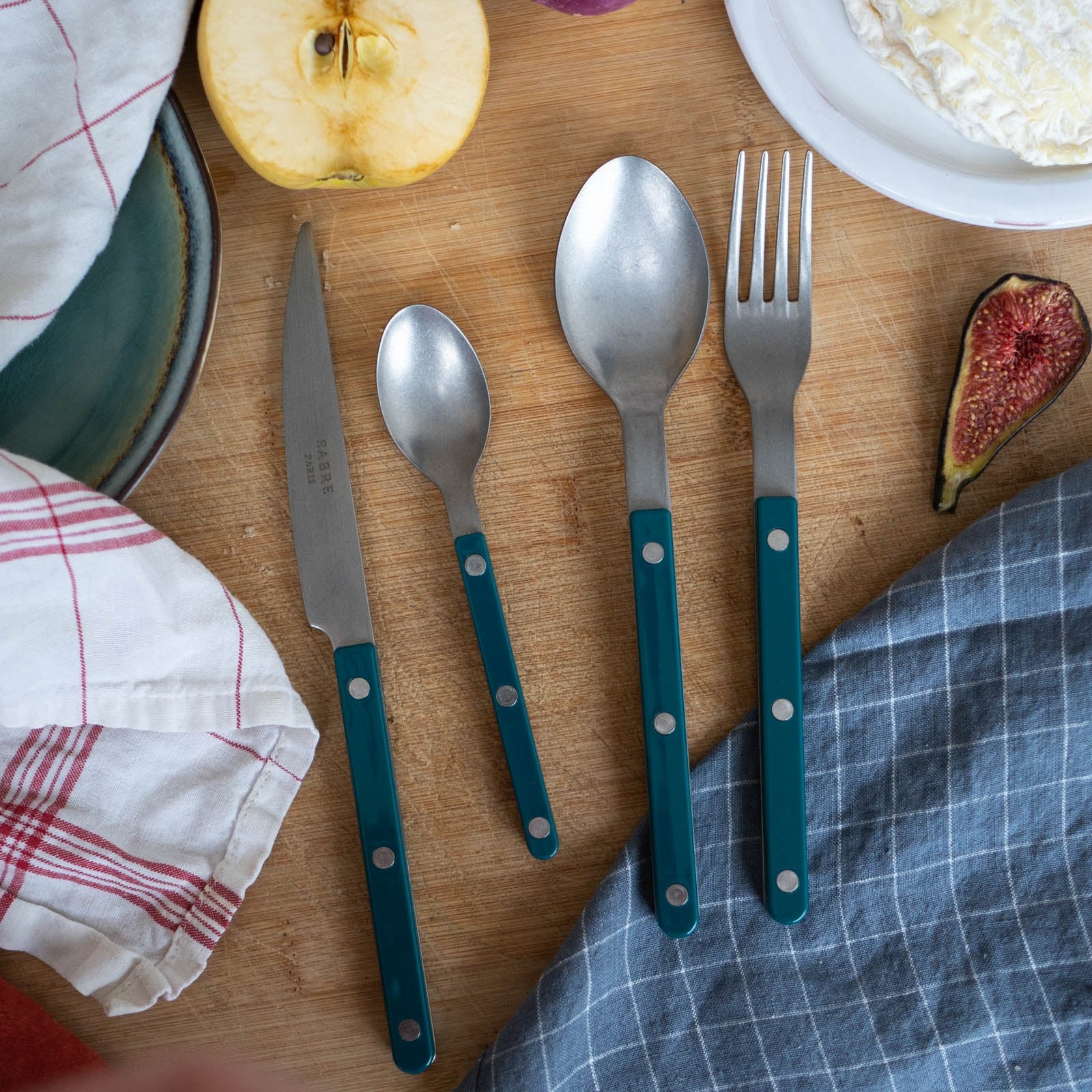 Bistrot Vintage Solid, Aquamarine - 4 pieces cutlery set - Image 3