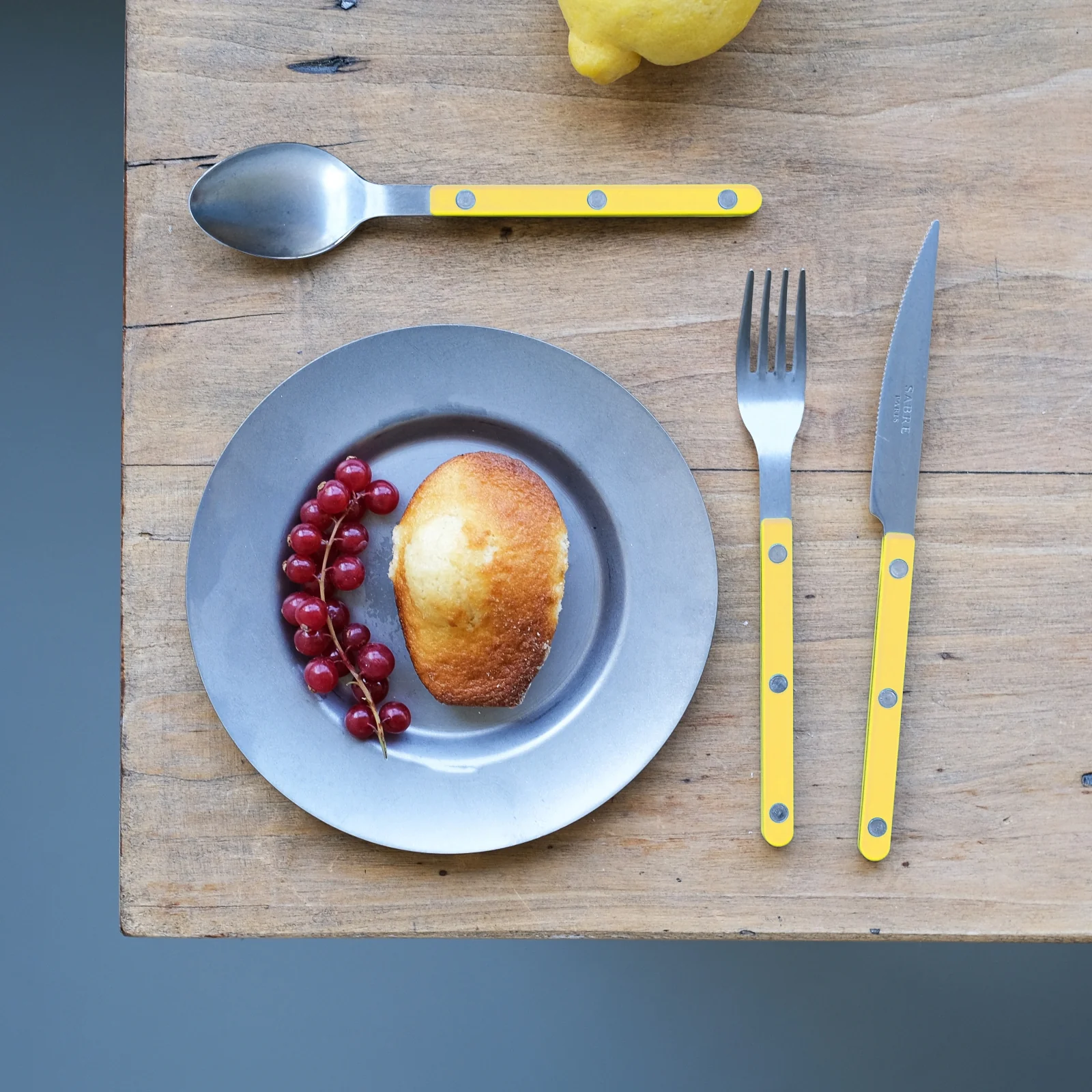 Bistrot Vintage Solid, Yellow - Dessert spoon - Image 3