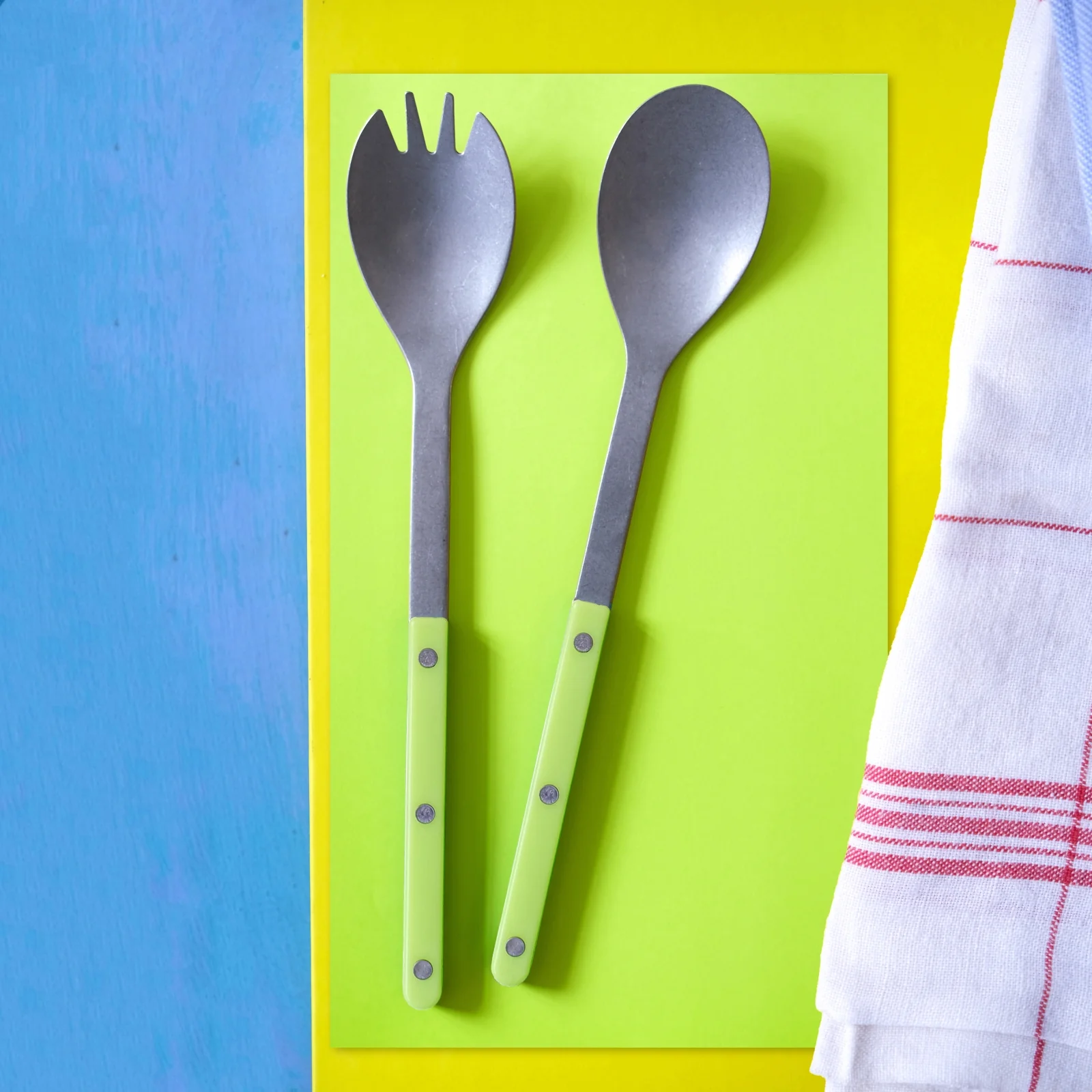 Bistrot Vintage Solid, Lime - Salad cutlery set - Image 2