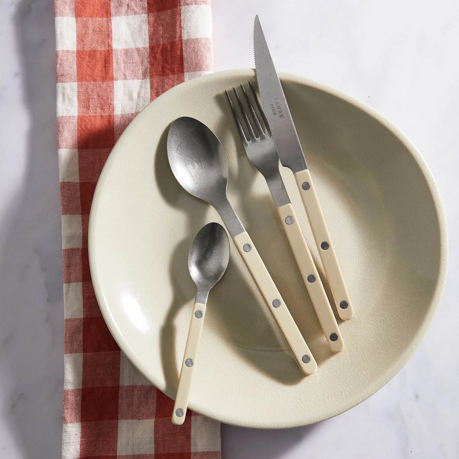 Bistrot Vintage Solid, Light kaki - 48 pieces cutlery set - Image 2