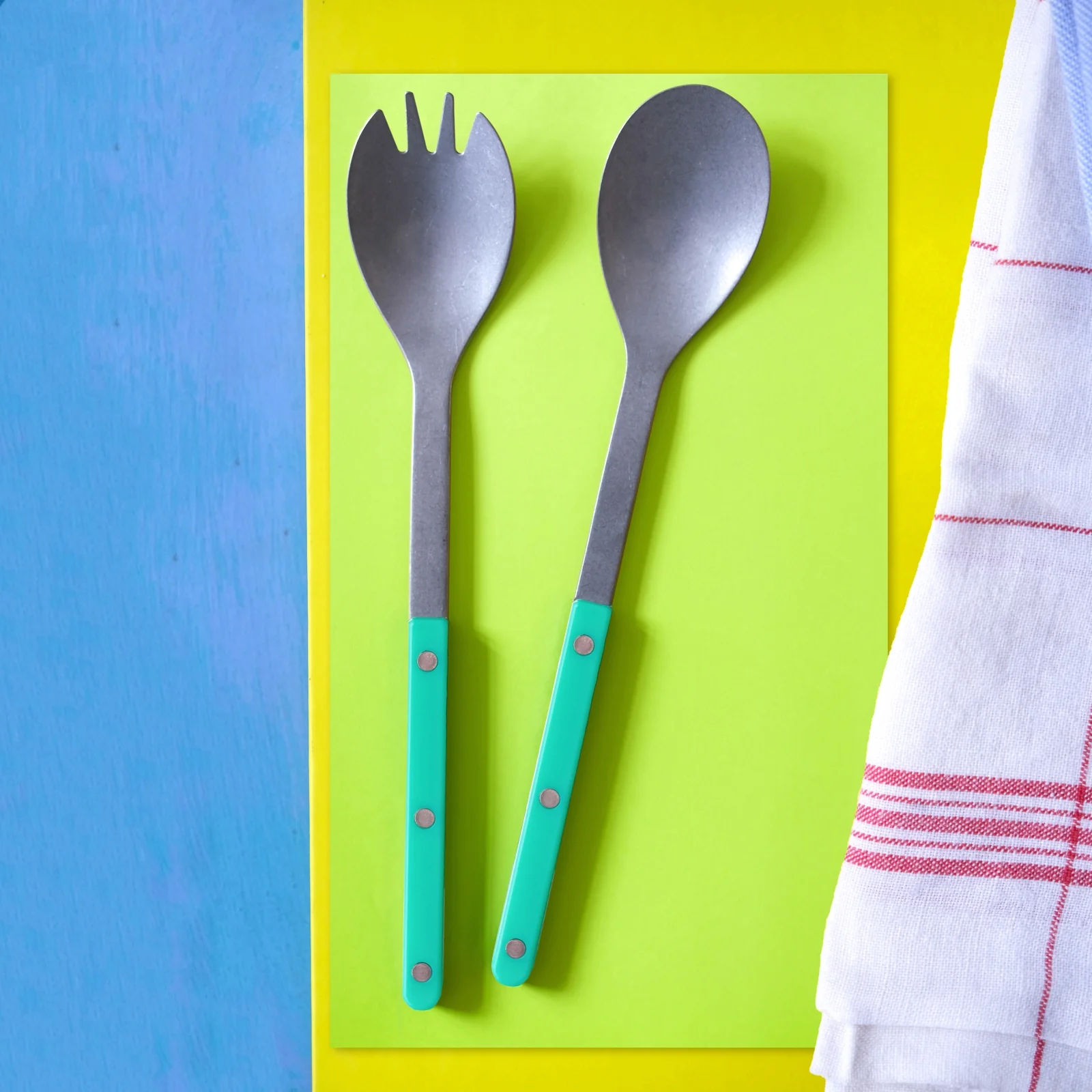 Bistrot Vintage Solid, Turquoise - Salad cutlery set - Image 2