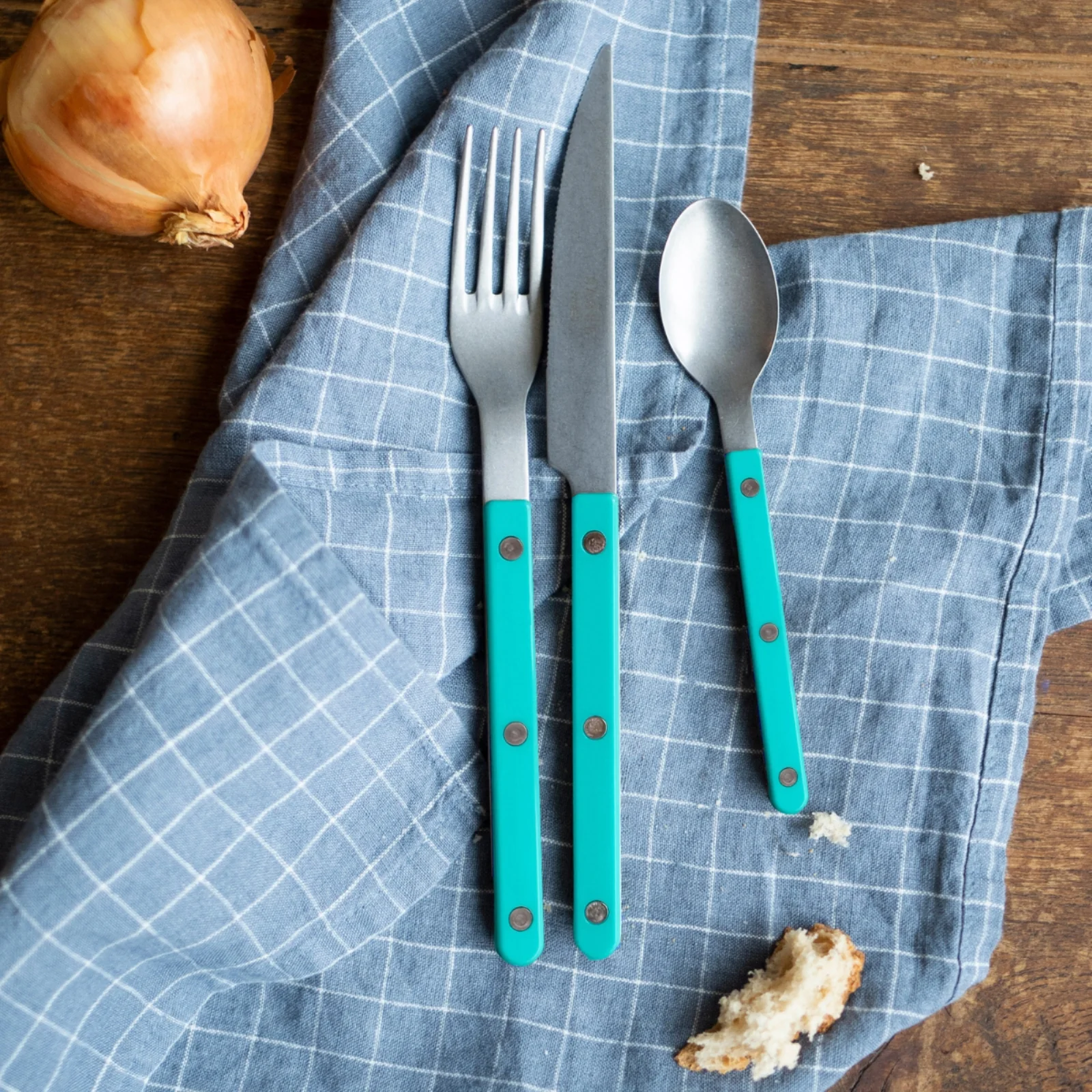 Bistrot Vintage Solid, Turquoise - 24 pieces cutlery set - Image 2