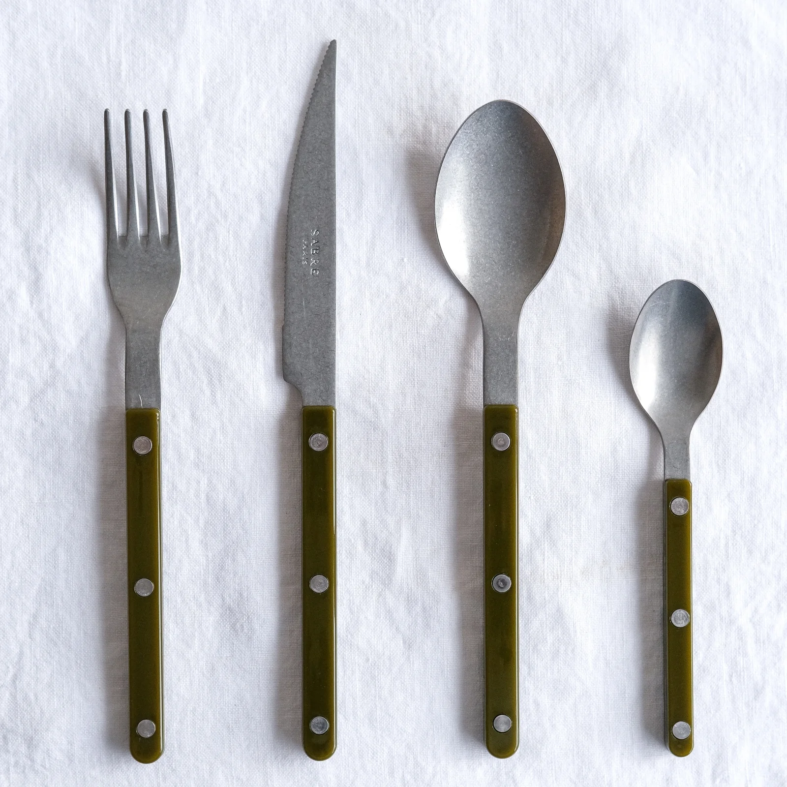 Bistrot Vintage Solid, Green fern - 4 pieces cutlery set - Image 4