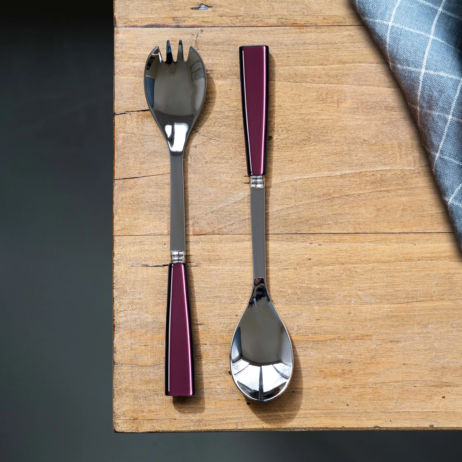 Icône, Aubergine - Salad cutlery set - Image 2