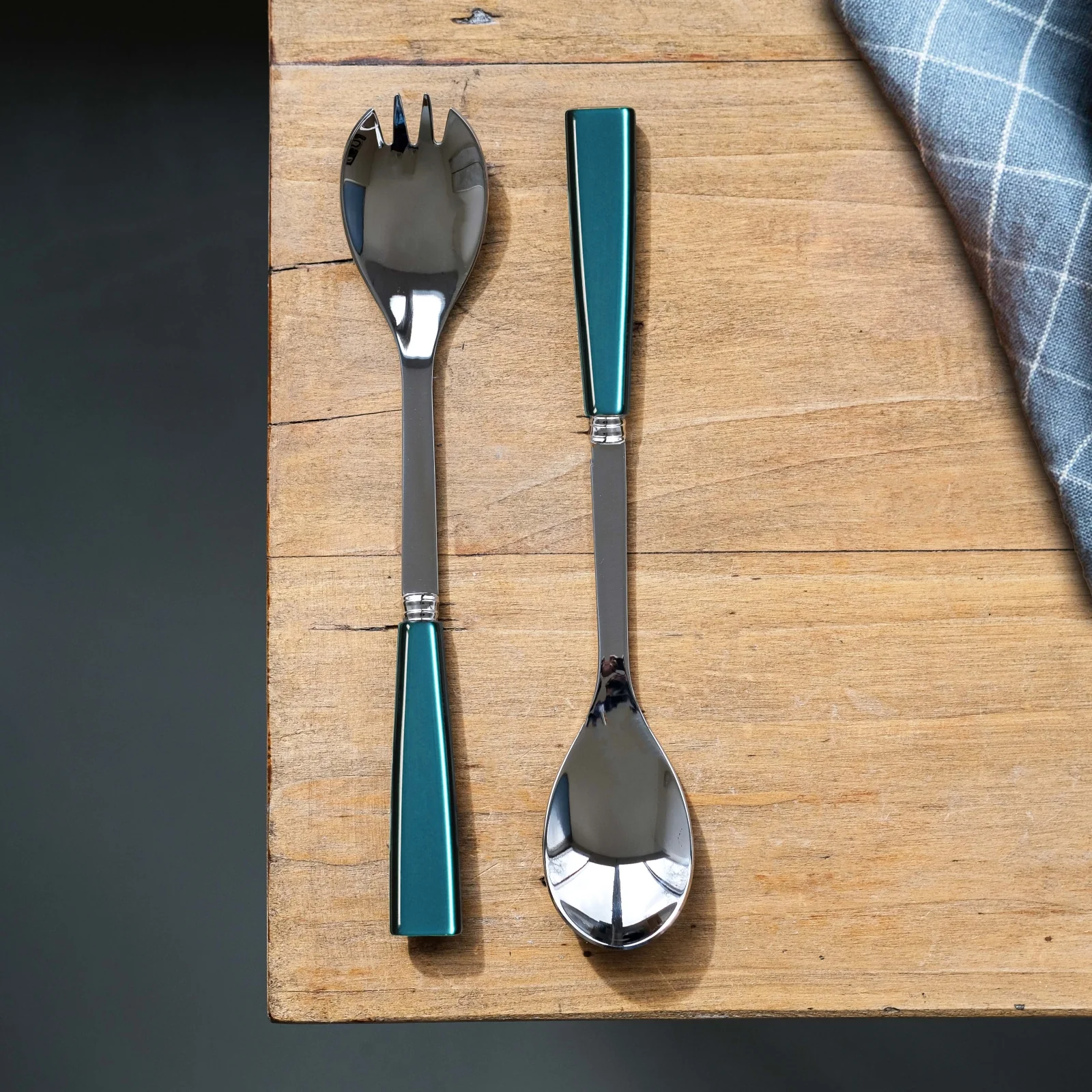 Icône, Turquoise - Salad cutlery set - Image 2