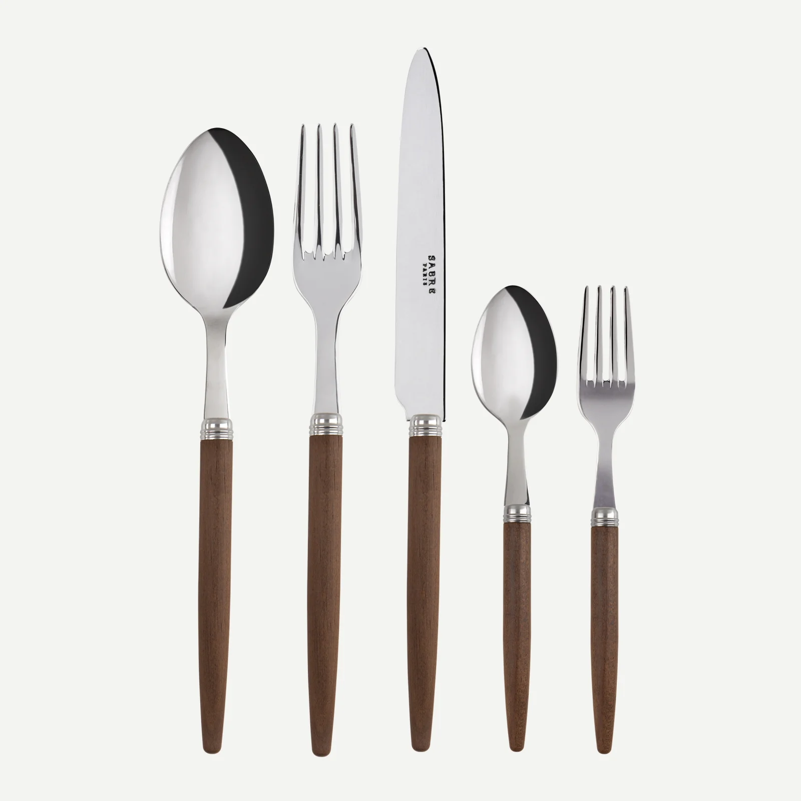 Jonc, Dark wood - 5 pieces cutlery set