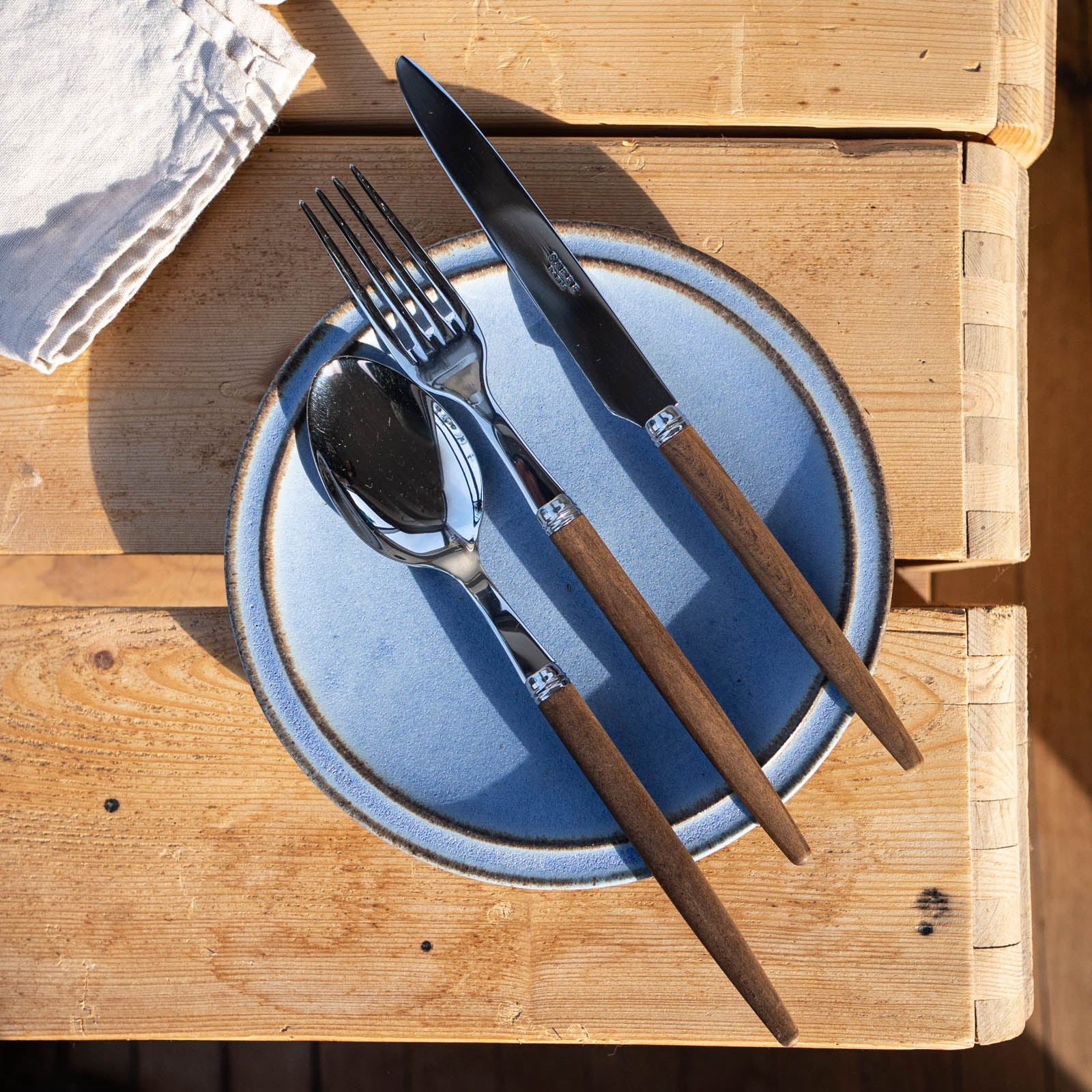 Jonc, Dark wood - 4 pieces cutlery set - Image 3