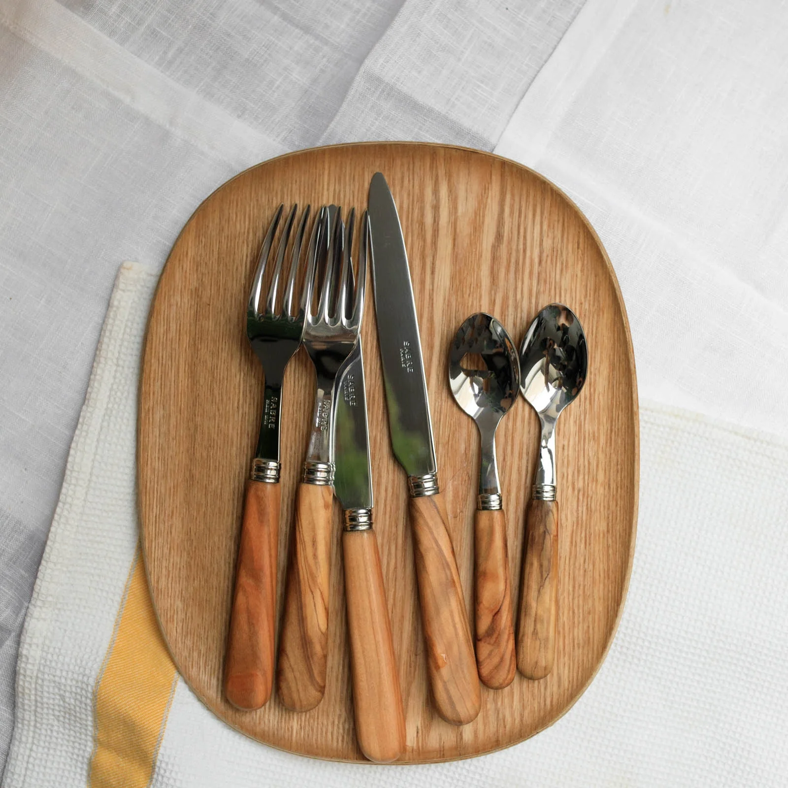 Lavandou, Olive tree wood - 5 pieces cutlery set - Image 2