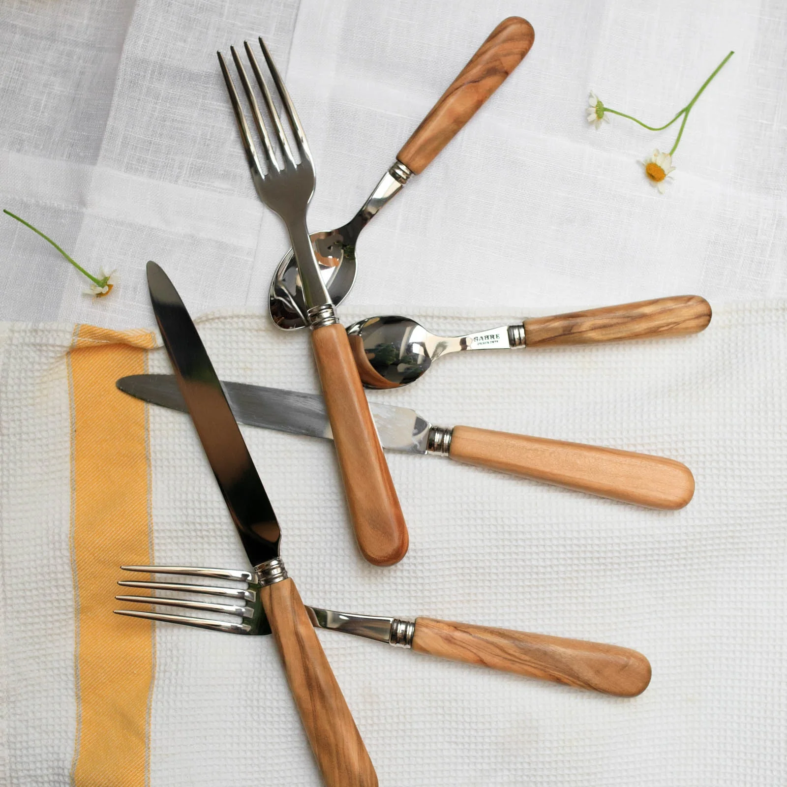 Lavandou, Olive tree wood - 5 pieces cutlery set - Image 3